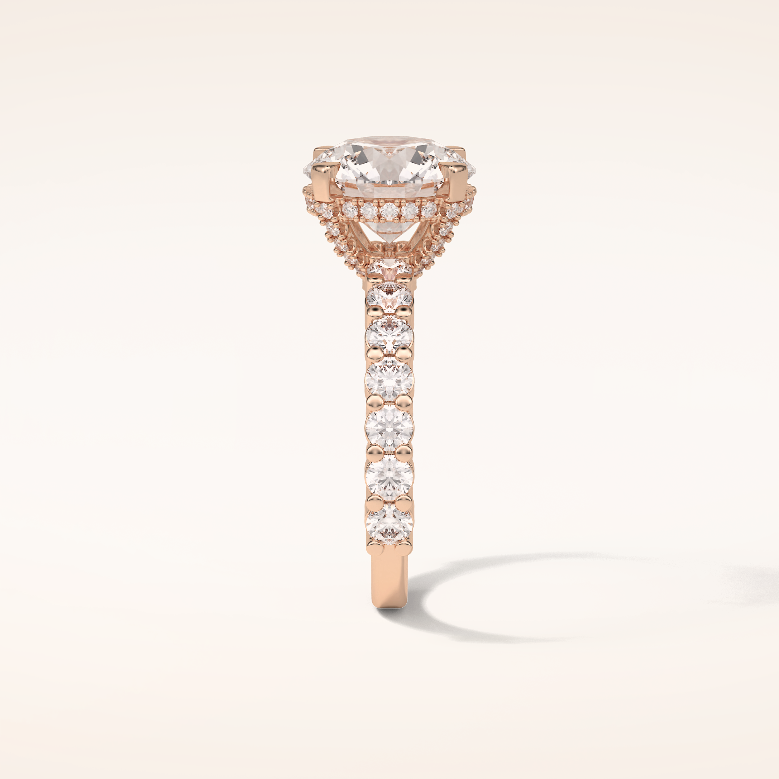 2.75 CT Round Shaped Pave Moissanite Engagement Ring