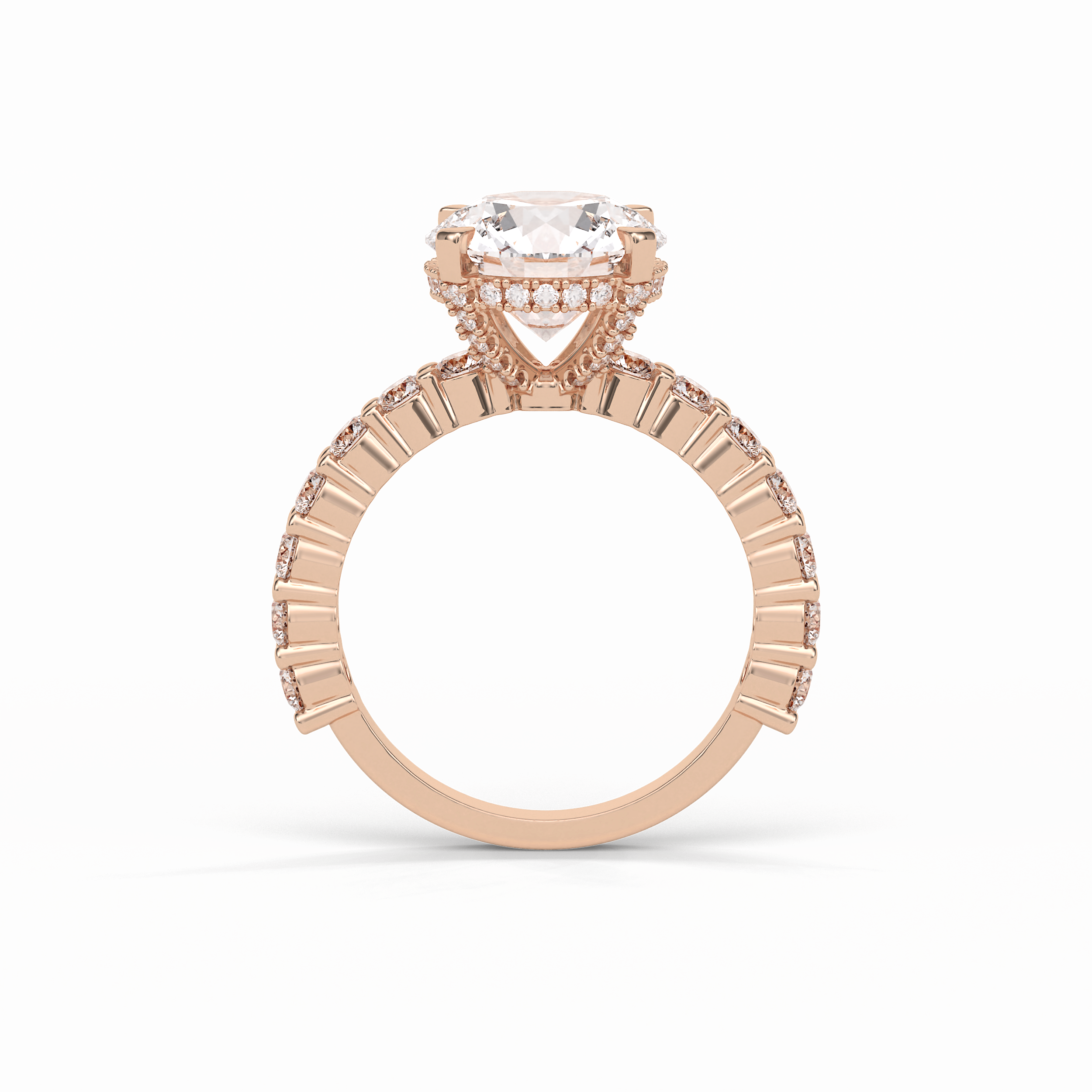 Round Hidden Halo & Pave Lab Grown Diamond Engagement Ring