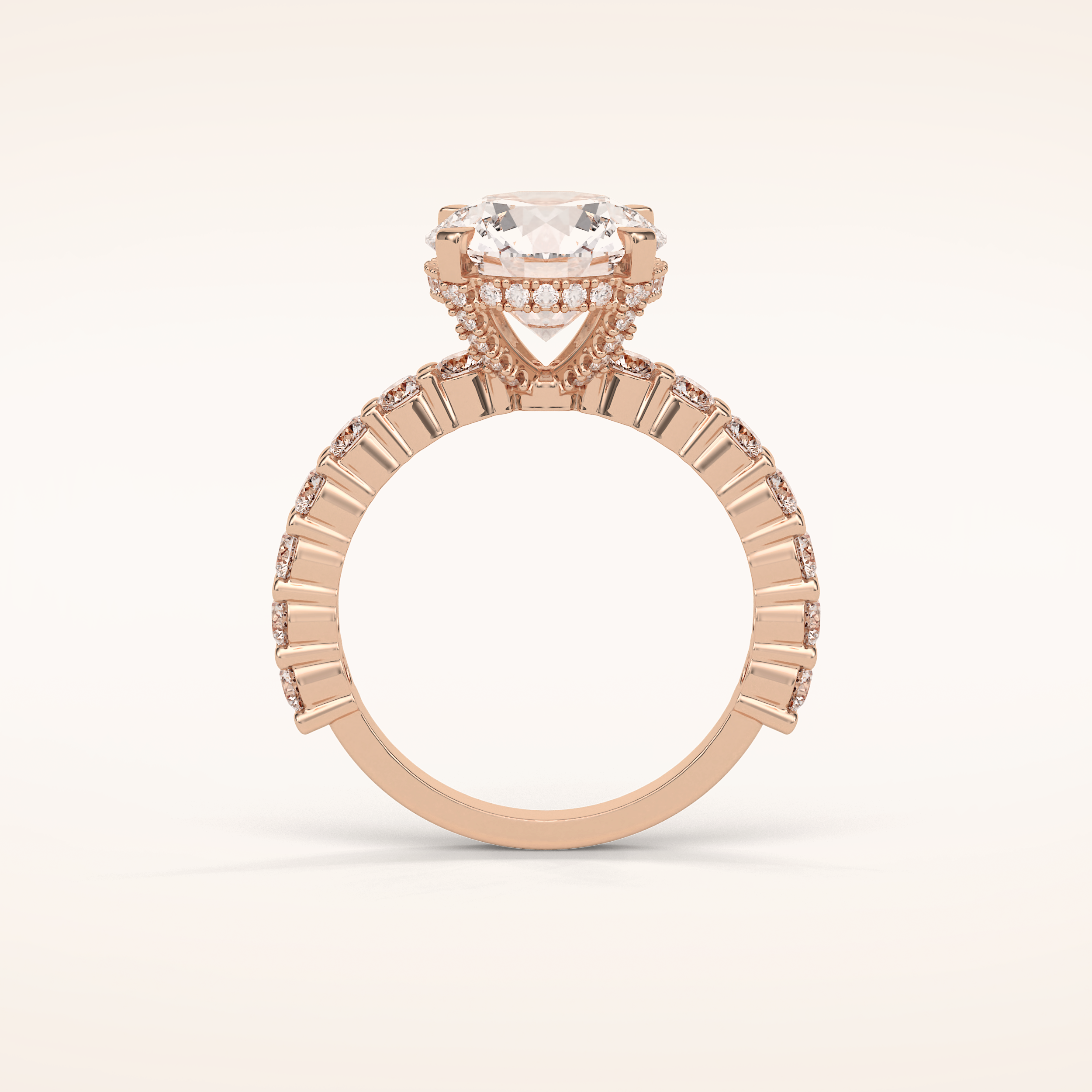 2.75 CT Round Shaped Pave Moissanite Engagement Ring