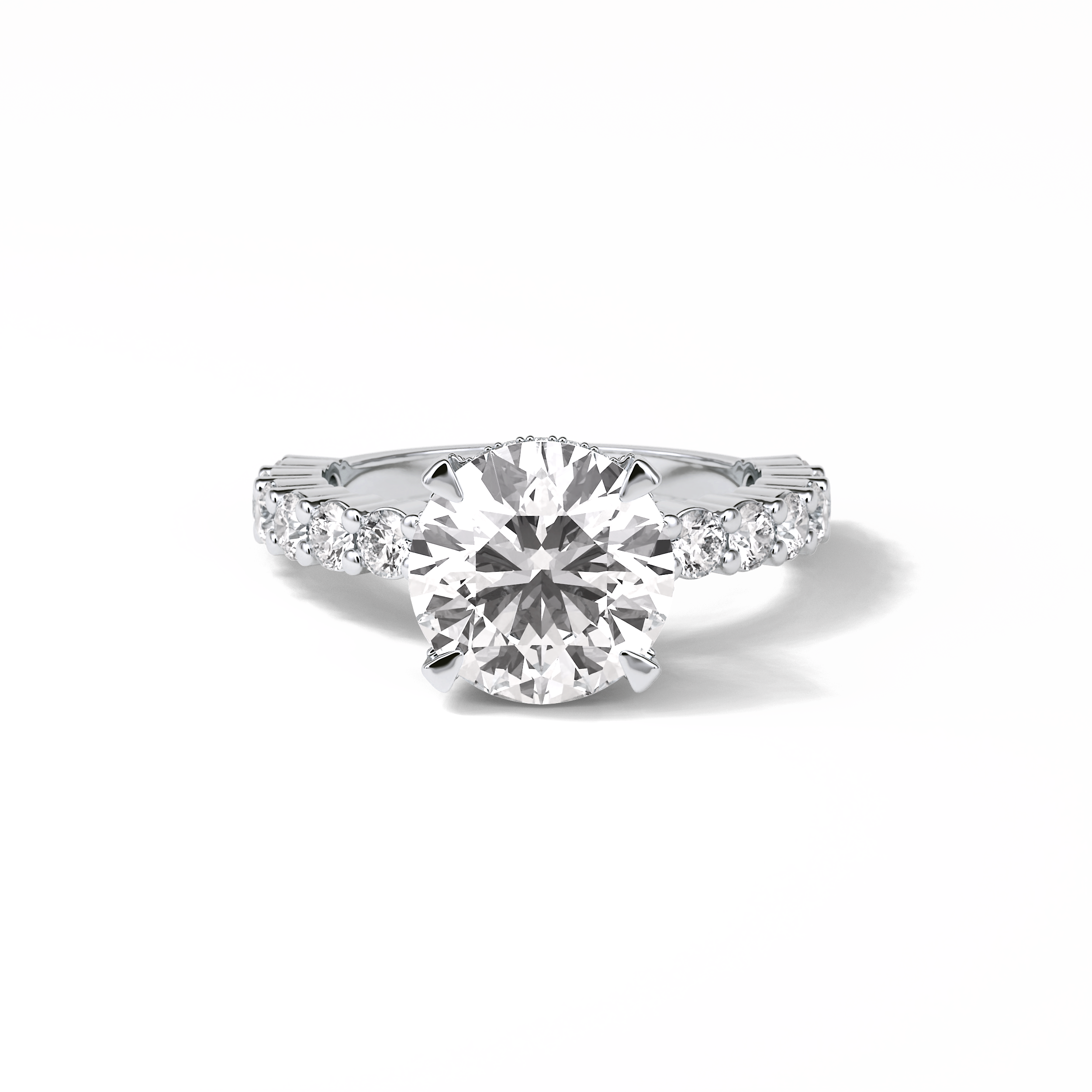 Round Hidden Halo & Pave Lab Grown Diamond Engagement Ring