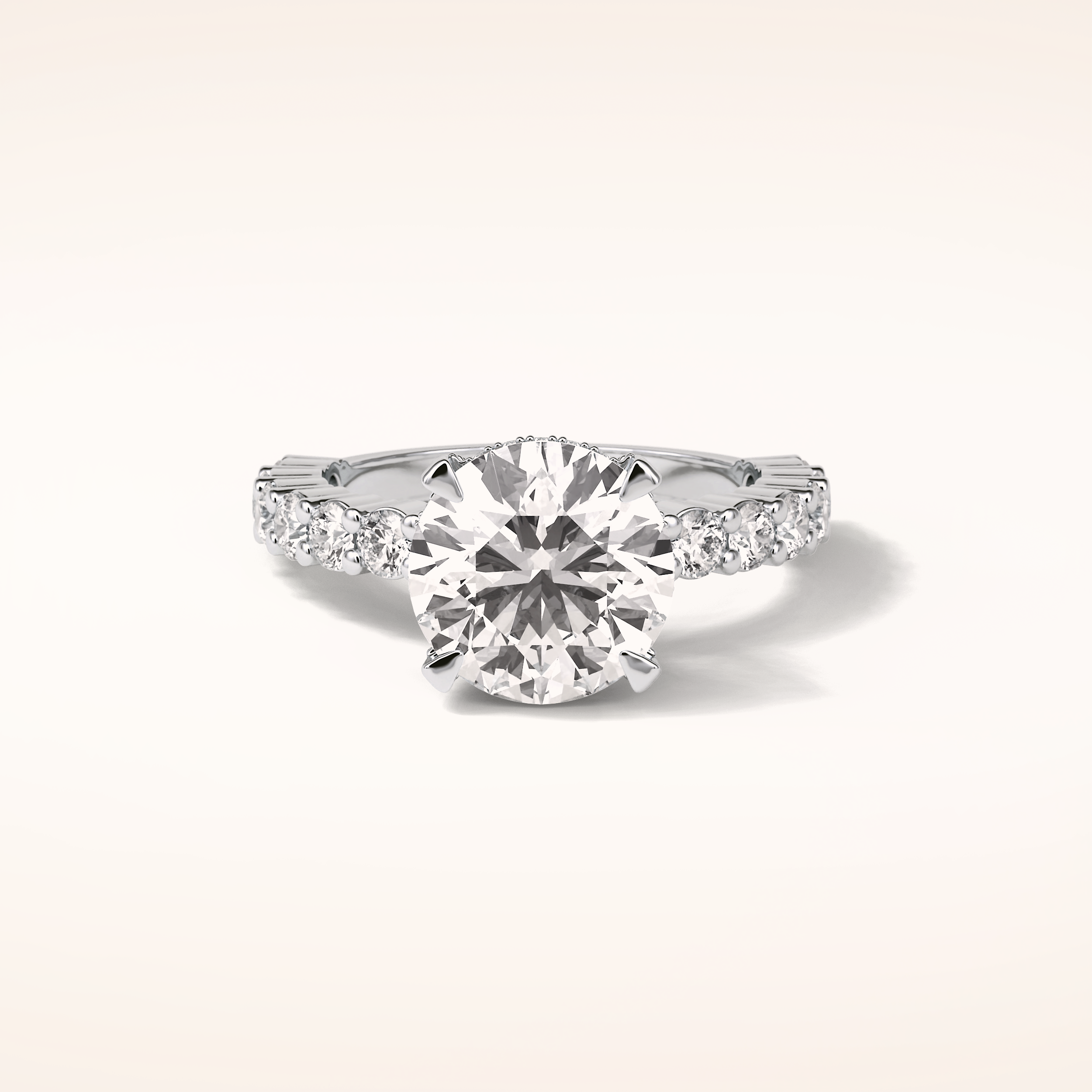 2.75 CT Round Shaped Pave Moissanite Engagement Ring