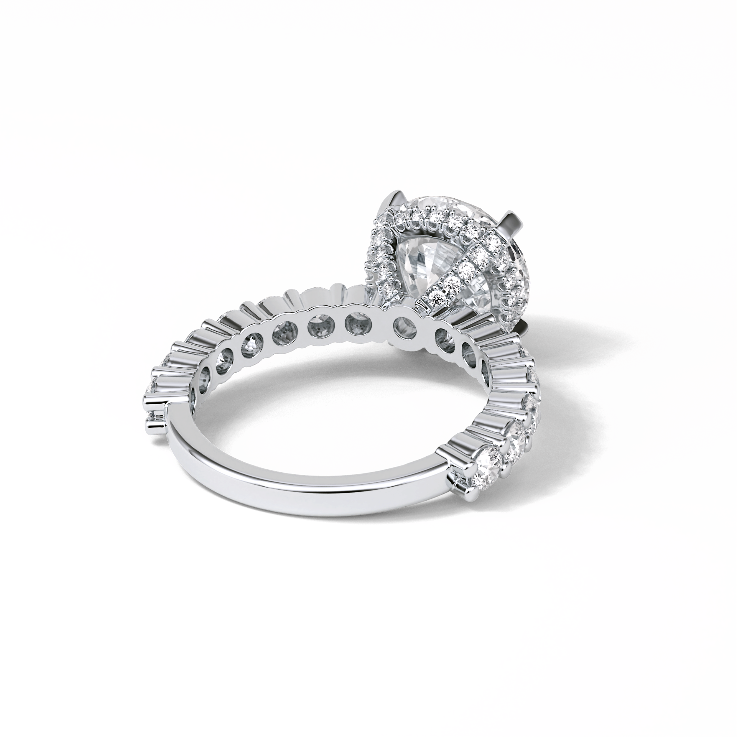 Round Hidden Halo & Pave Lab Grown Diamond Engagement Ring