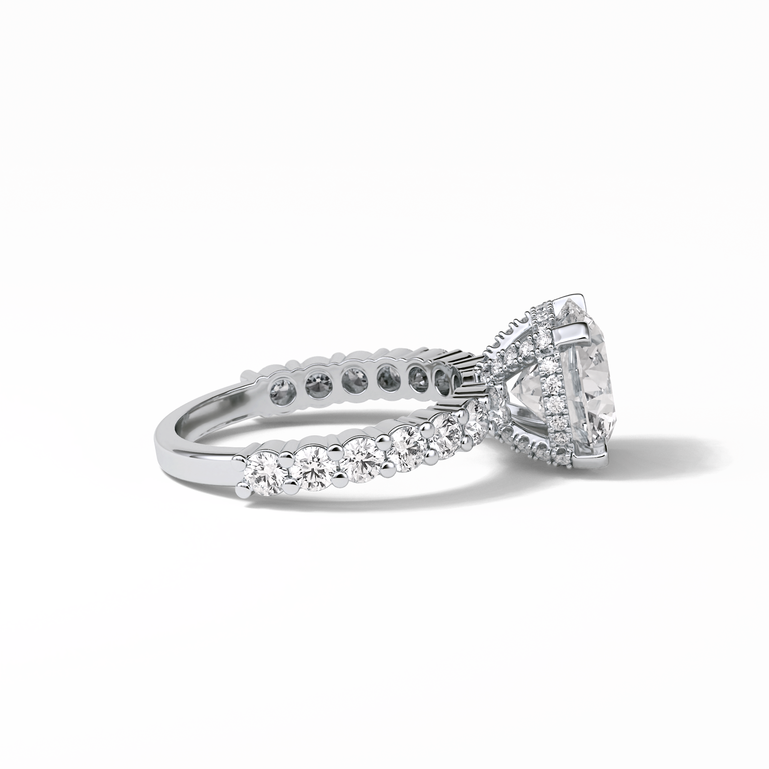 Round Hidden Halo & Pave Lab Grown Diamond Engagement Ring