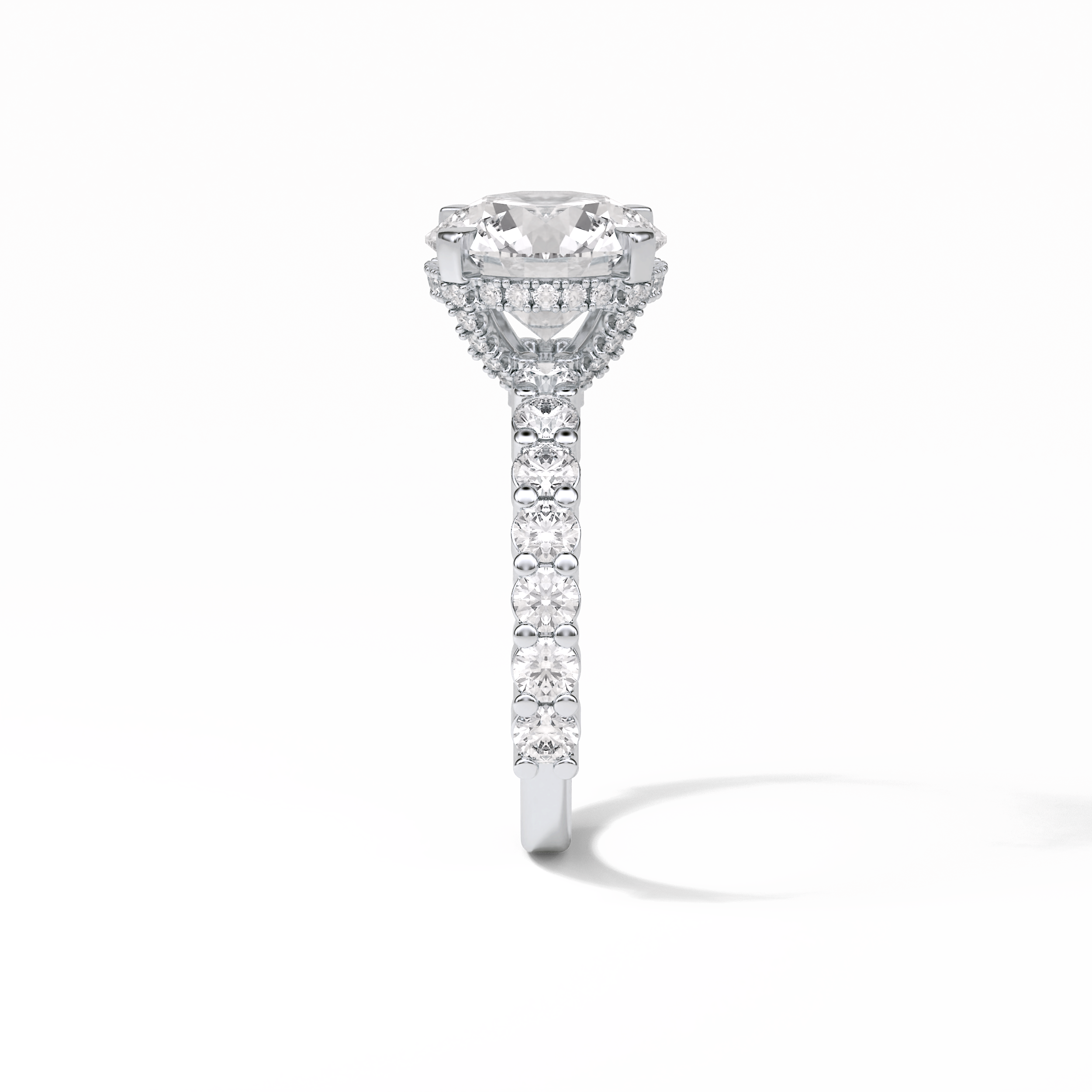 Round Hidden Halo & Pave Lab Grown Diamond Engagement Ring