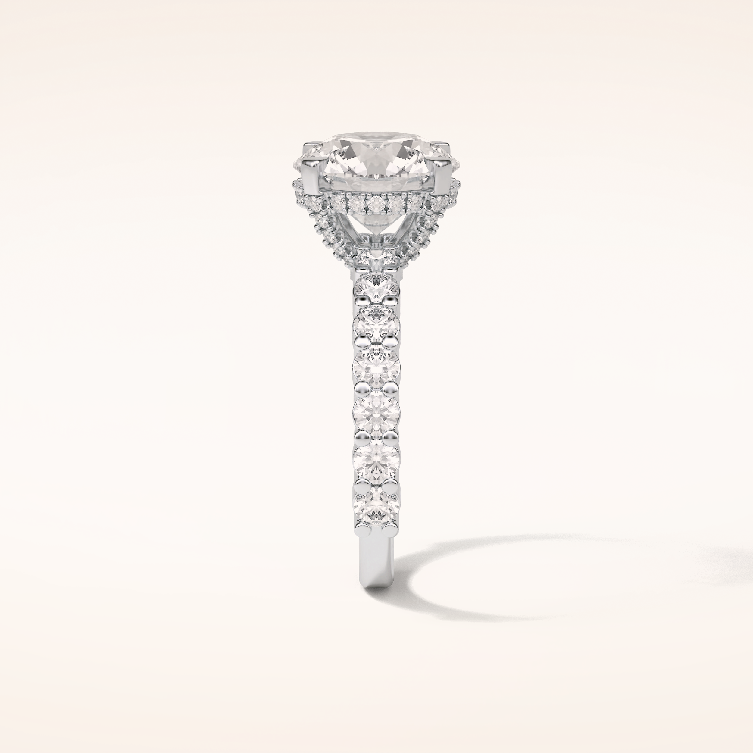 2.75 CT Round Shaped Pave Moissanite Engagement Ring