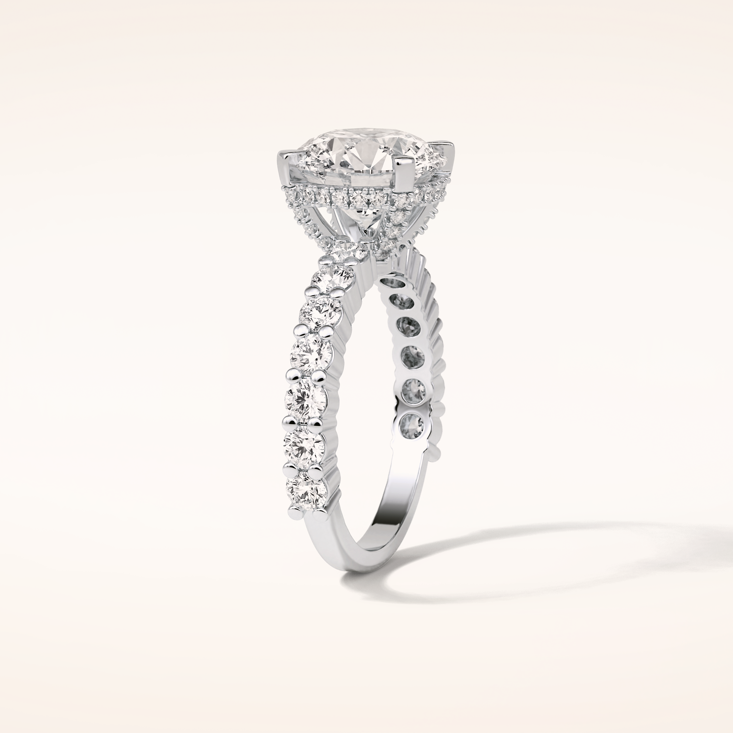 2.75 CT Round Shaped Pave Moissanite Engagement Ring