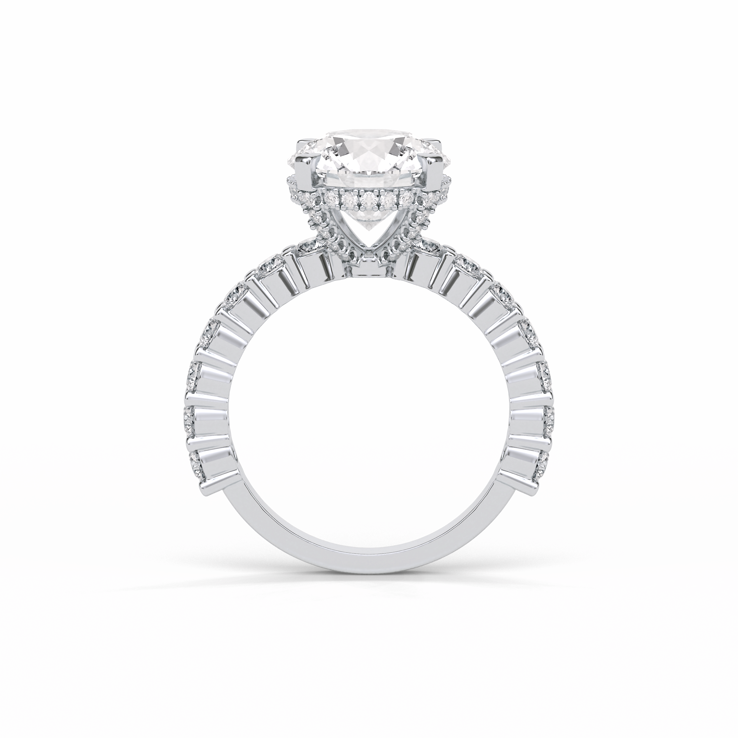 Round Hidden Halo & Pave Lab Grown Diamond Engagement Ring