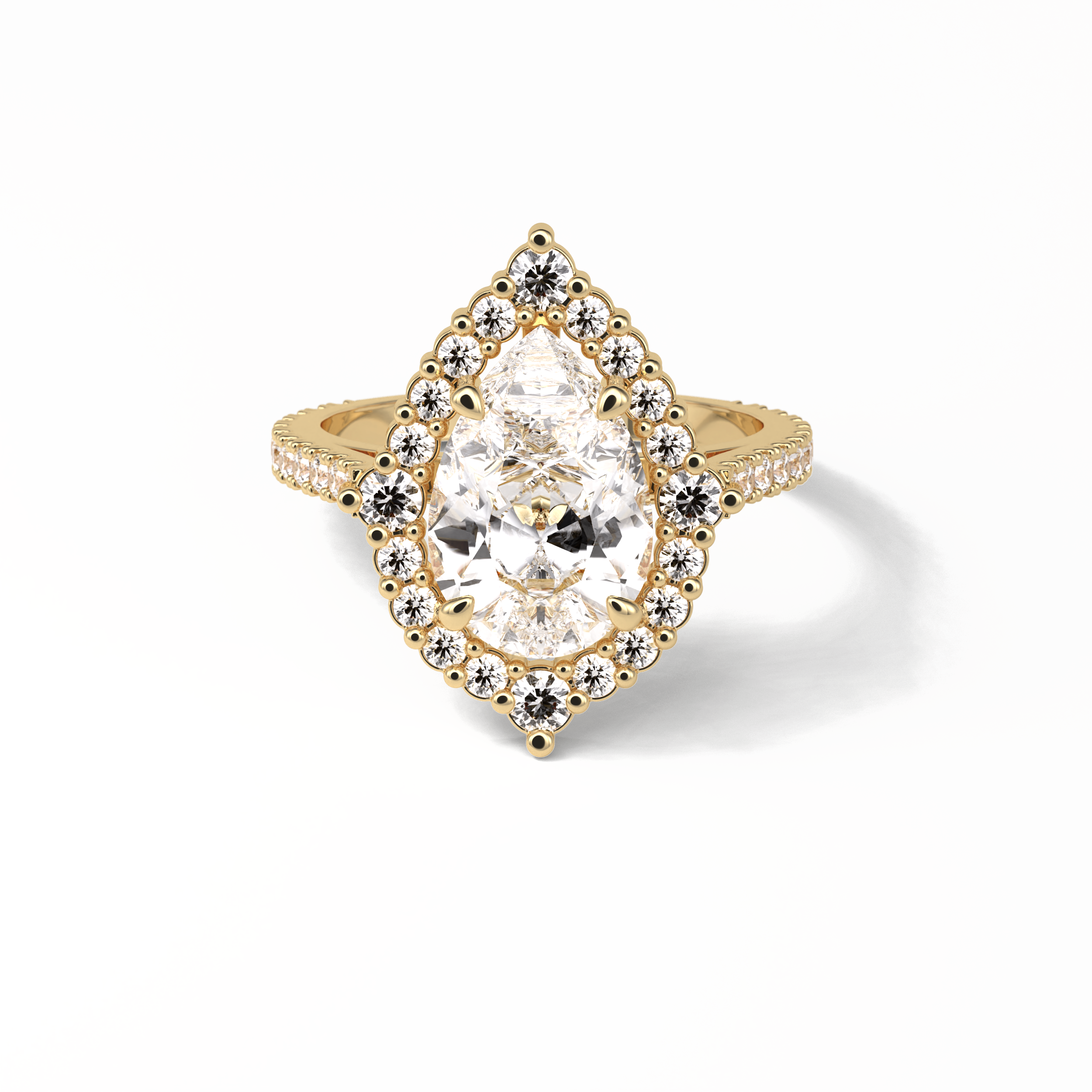 Pear Halo & Pave Lab Grown Diamond Engagement Ring