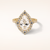 3.1 CT Pear Shaped Cluster & Pave Moissanite Engagement Ring