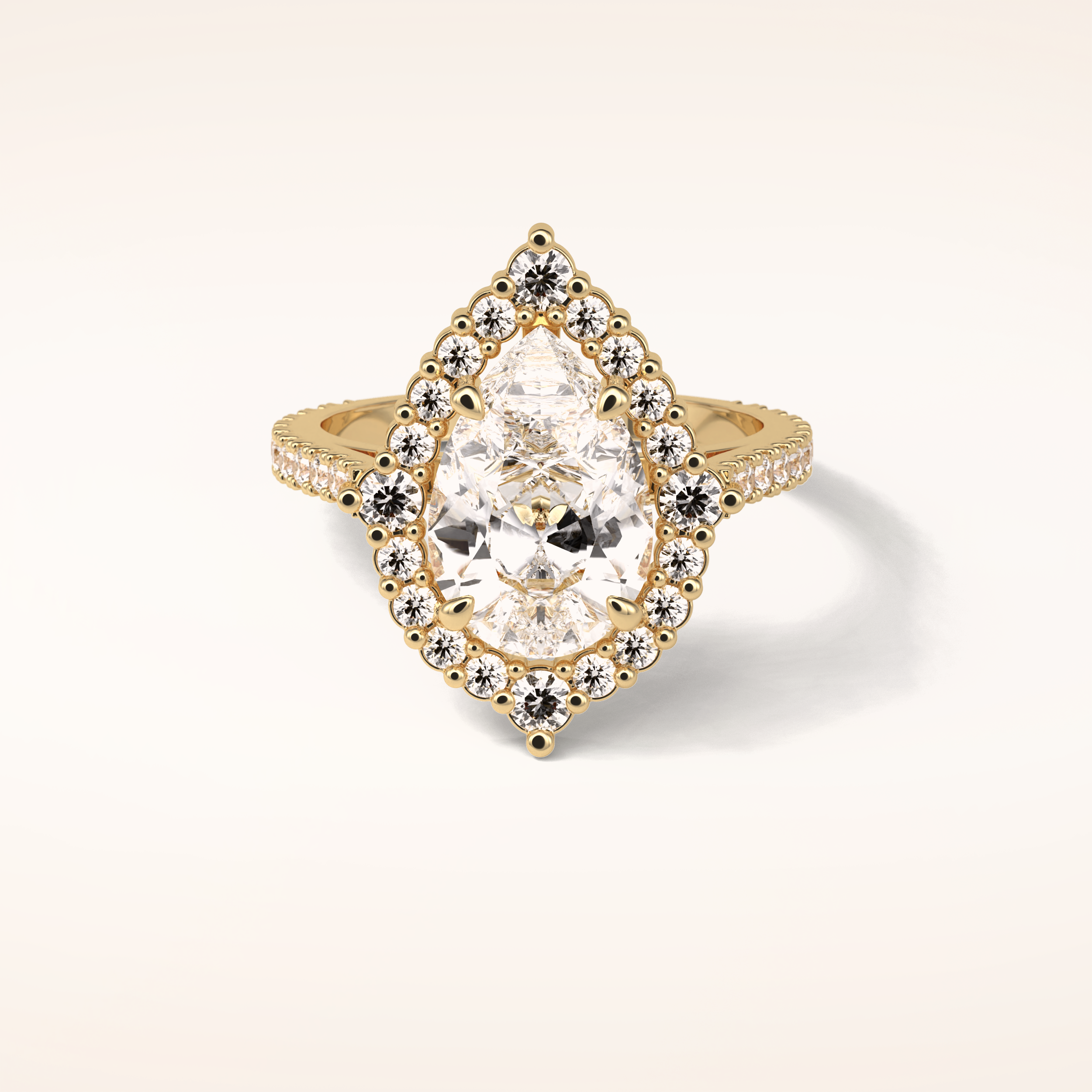 3.1 CT Pear Shaped Cluster & Pave Moissanite Engagement Ring