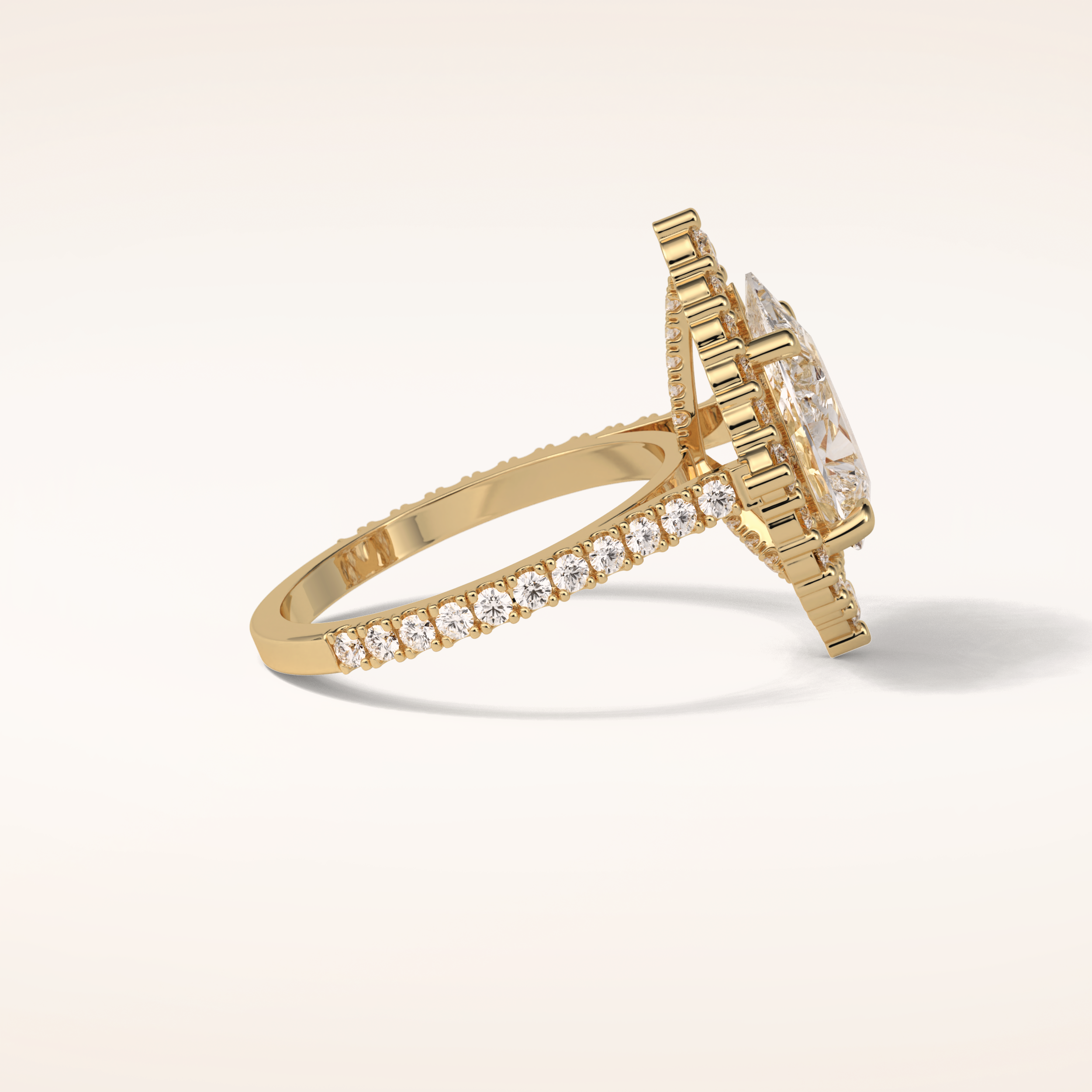 3.1 CT Pear Shaped Cluster & Pave Moissanite Engagement Ring