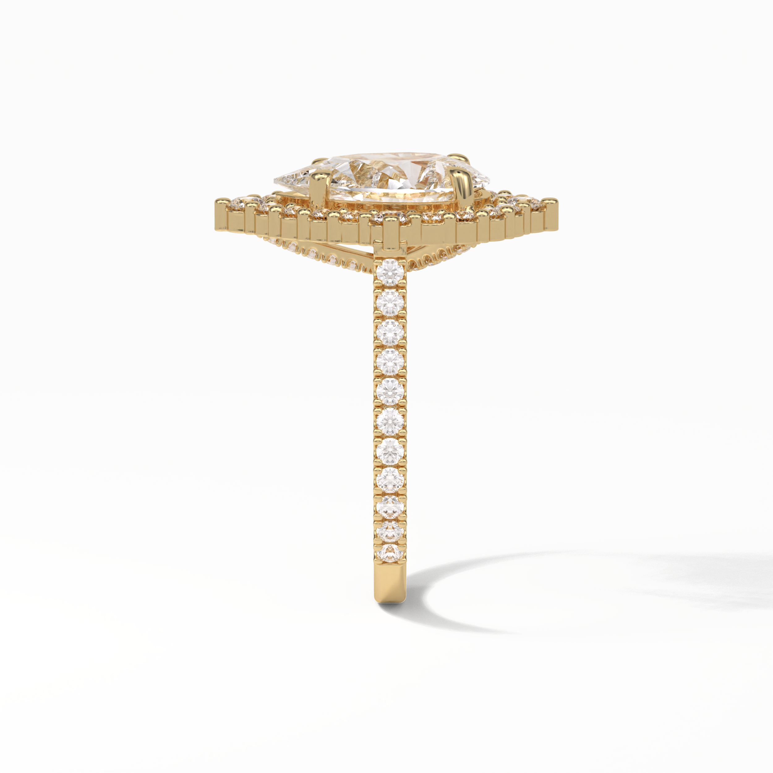 Pear Halo & Pave Lab Grown Diamond Engagement Ring