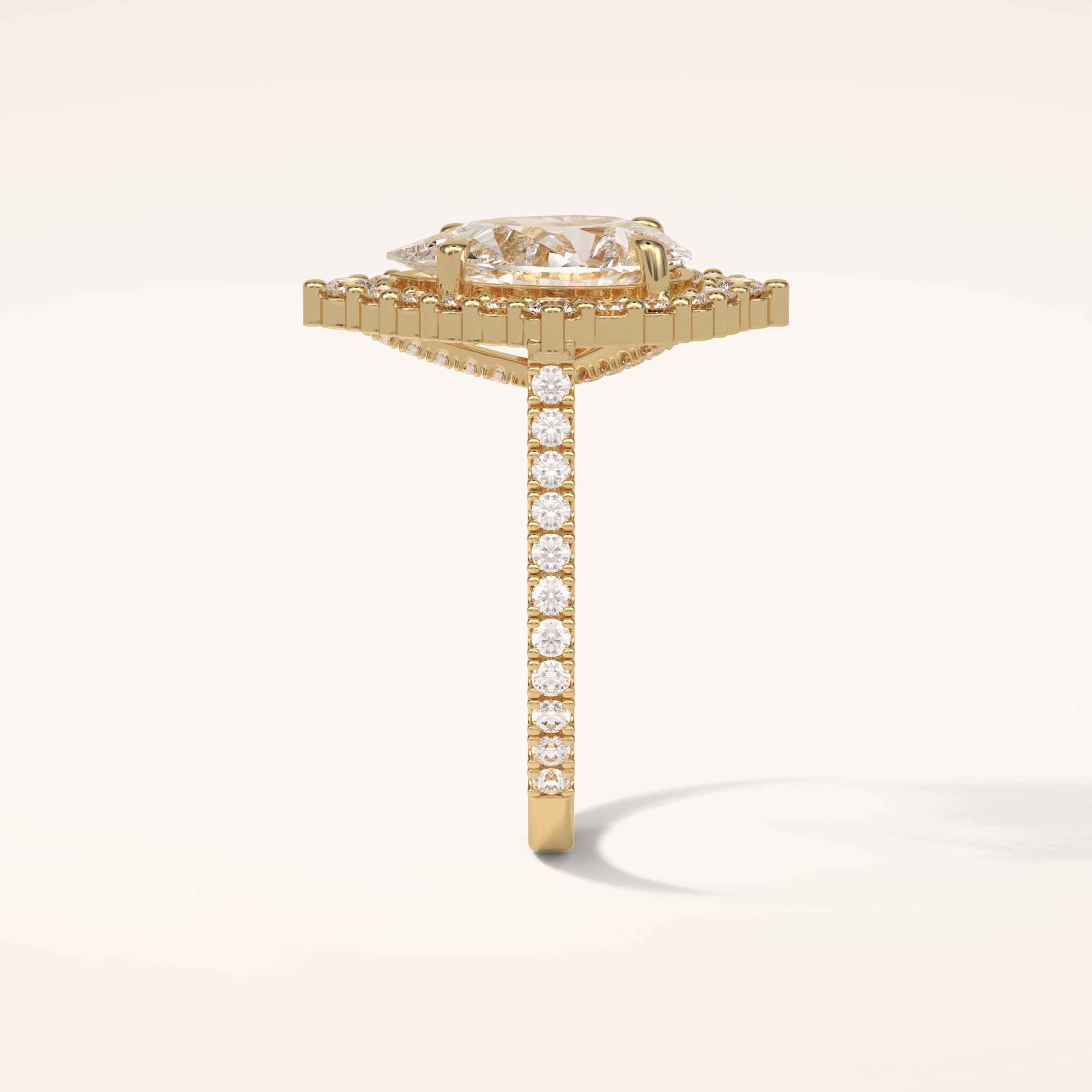 3.1 CT Pear Shaped Cluster & Pave Moissanite Engagement Ring