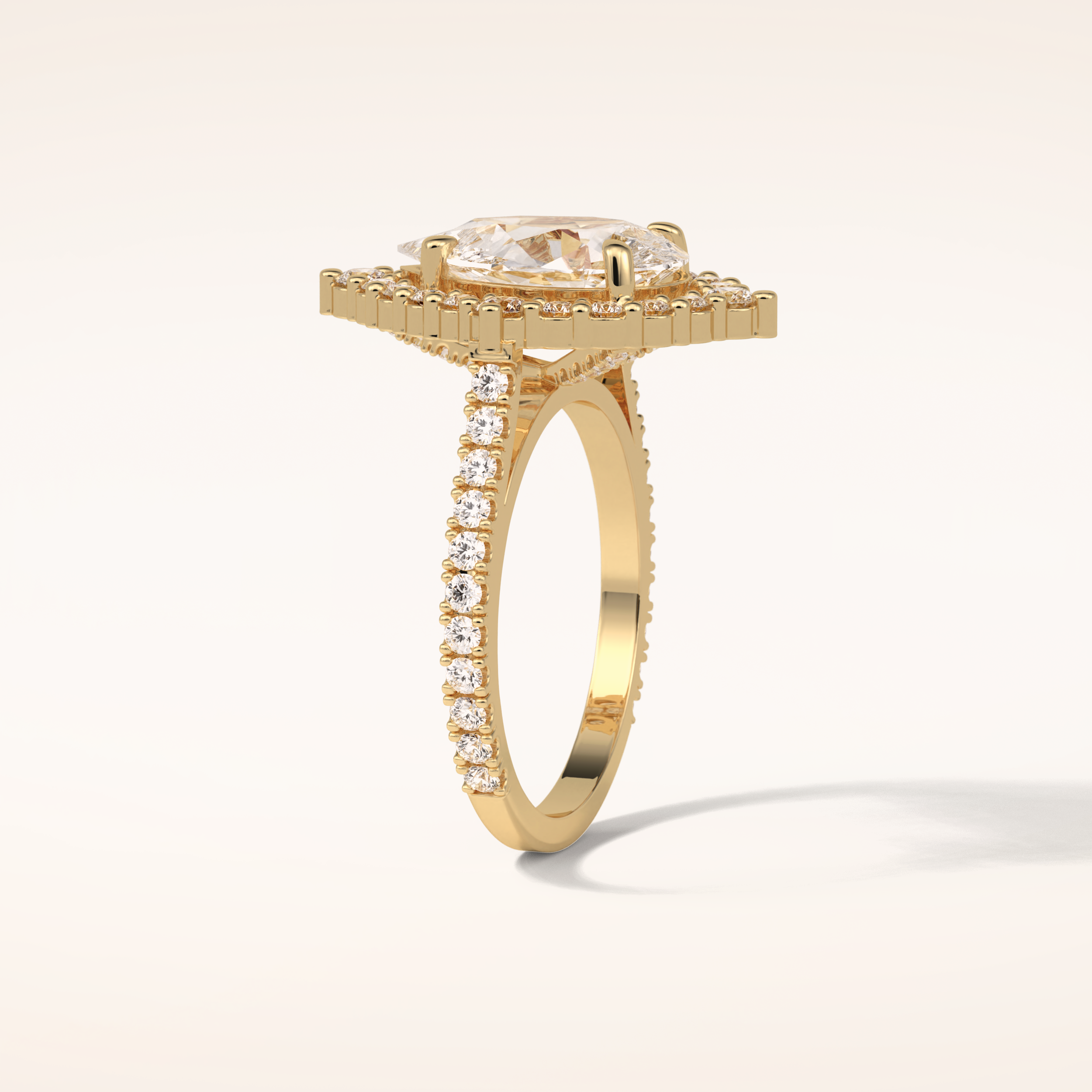 3.1 CT Pear Shaped Cluster & Pave Moissanite Engagement Ring