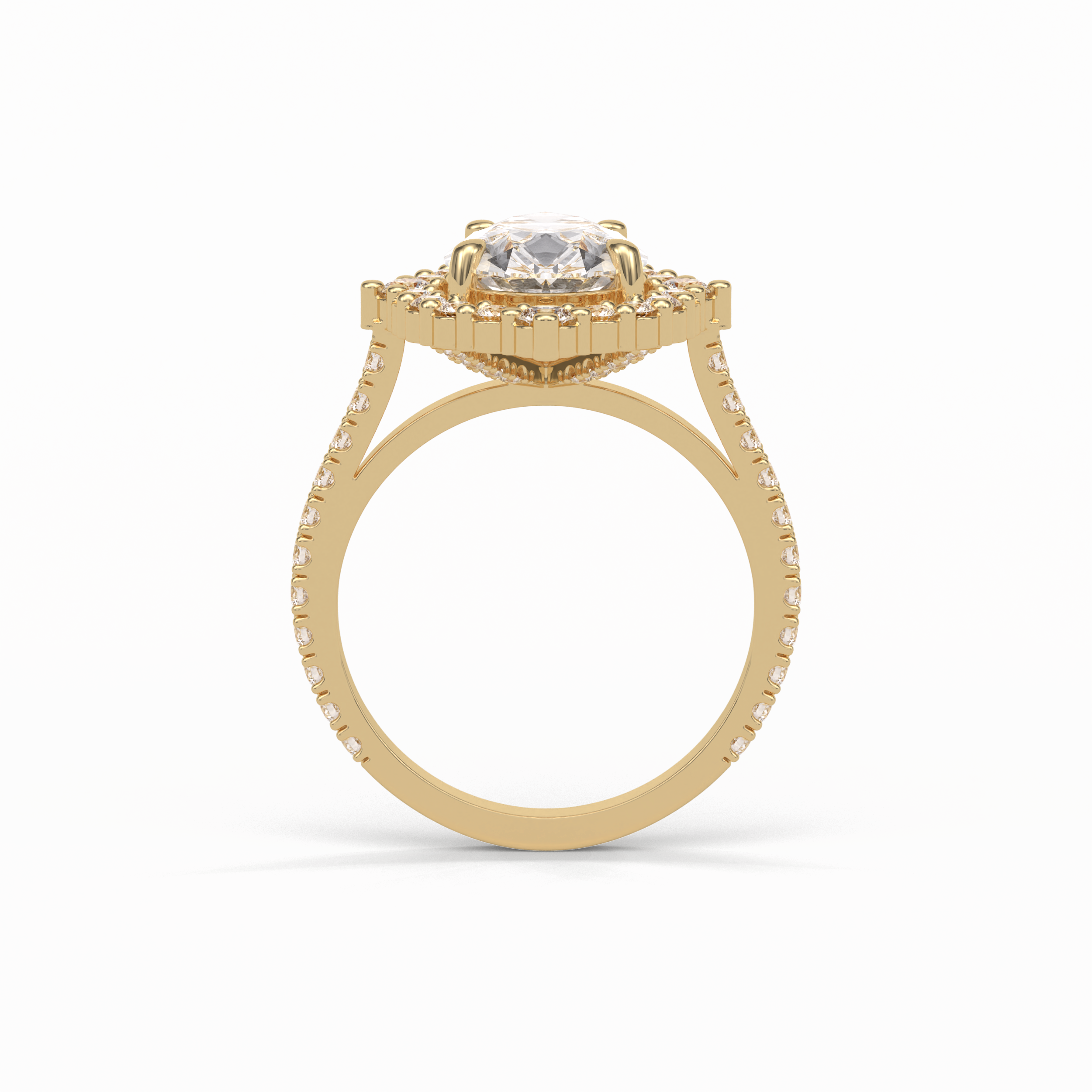 Pear Halo & Pave Lab Grown Diamond Engagement Ring