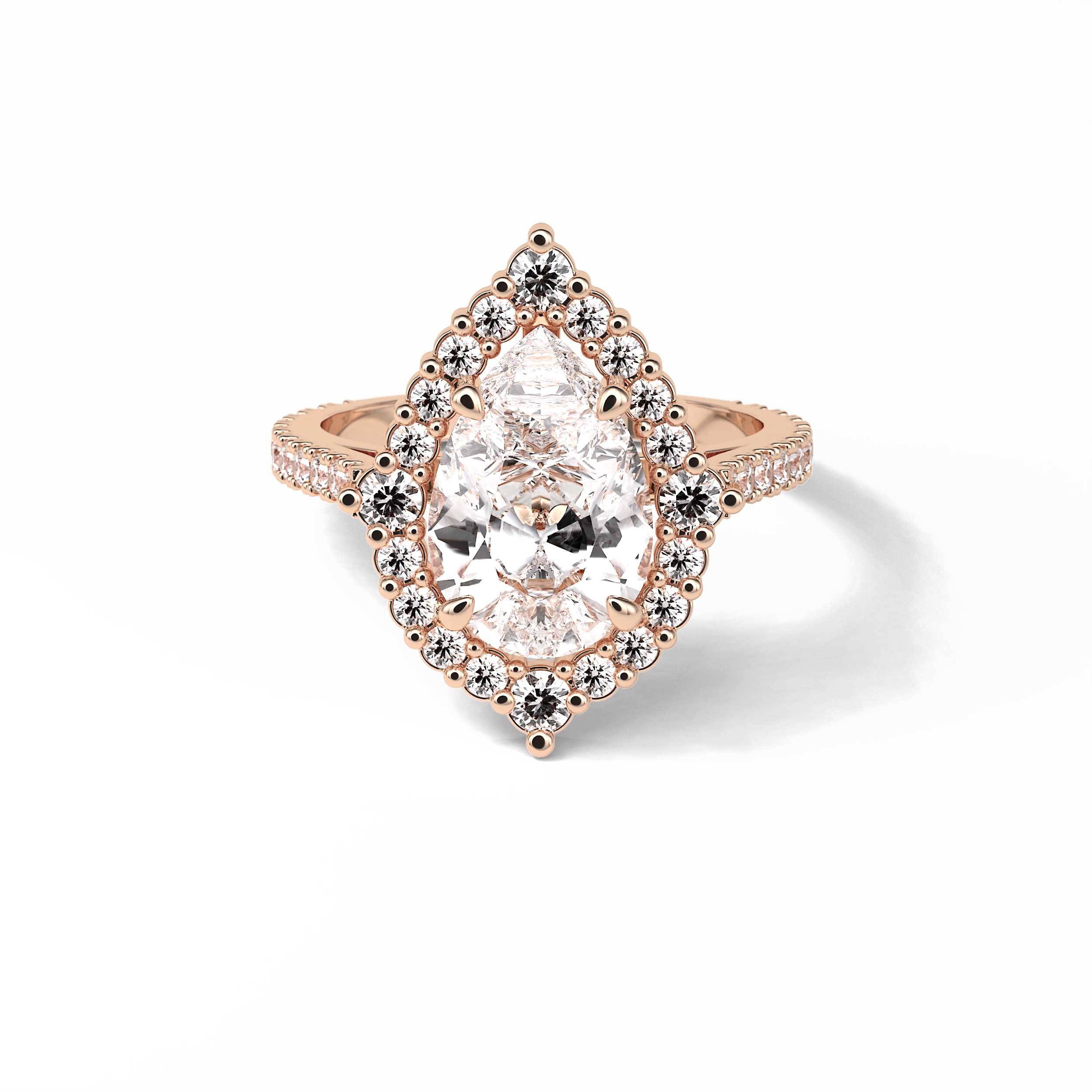 Pear Halo & Pave Lab Grown Diamond Engagement Ring