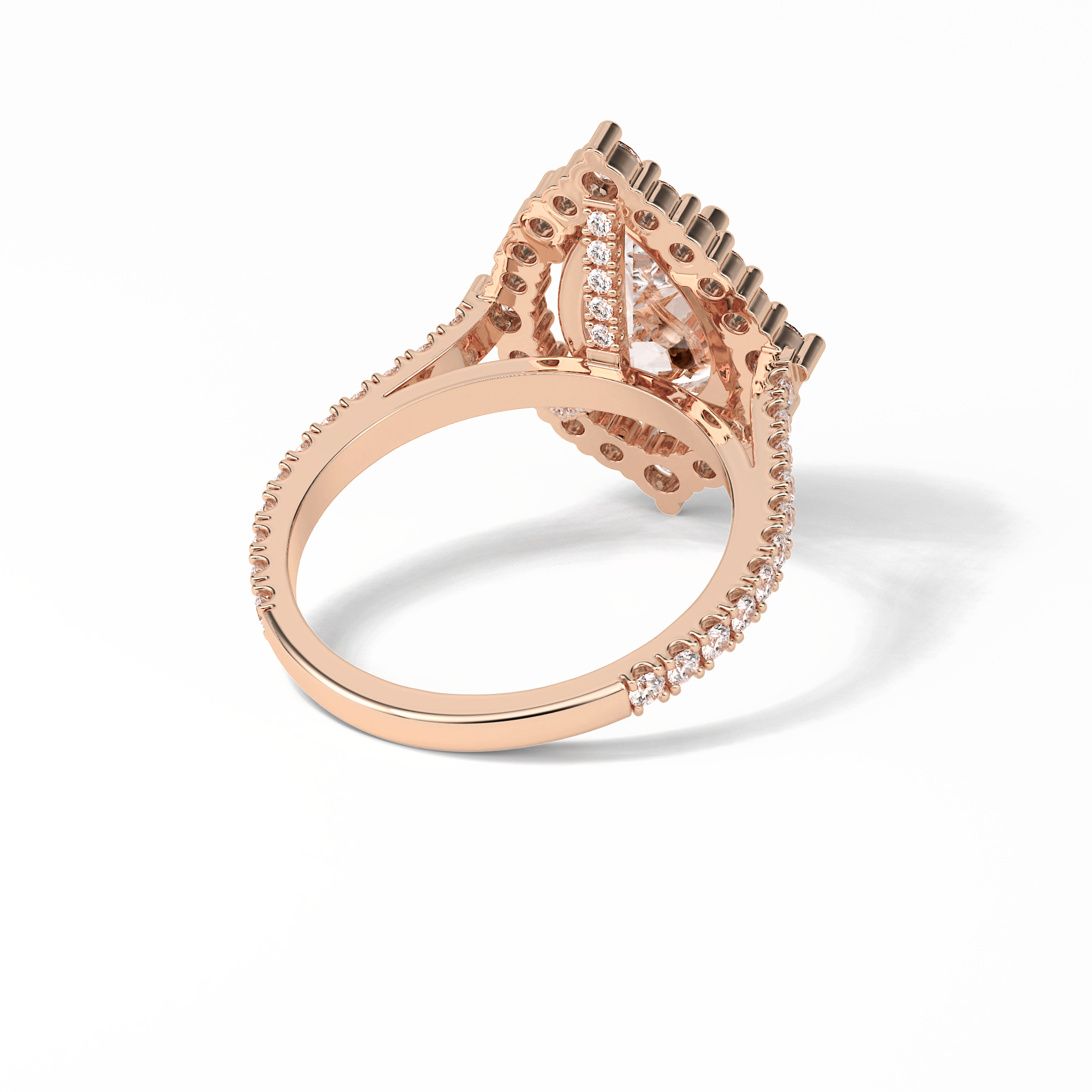 Pear Halo & Pave Lab Grown Diamond Engagement Ring