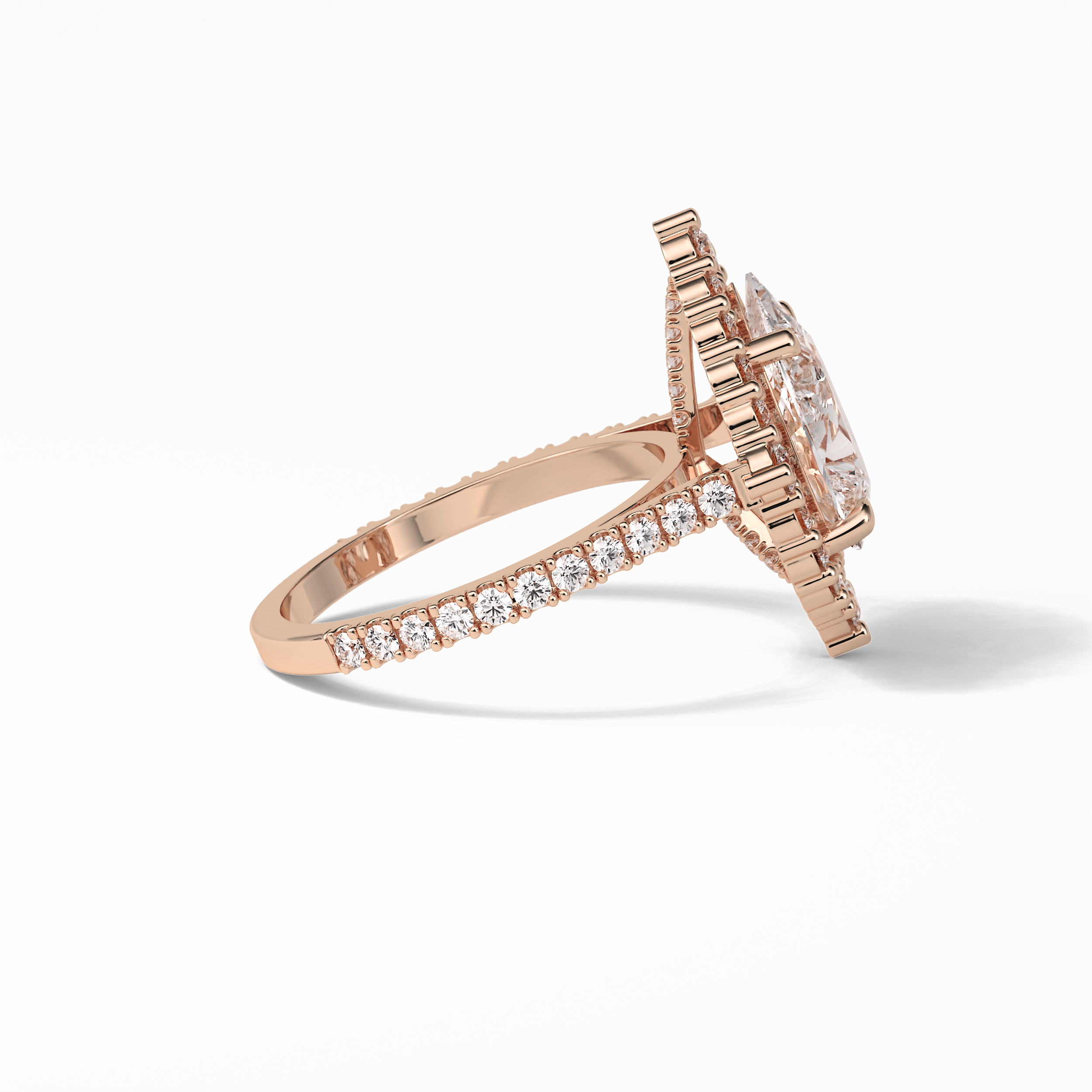 Pear Halo & Pave Lab Grown Diamond Engagement Ring