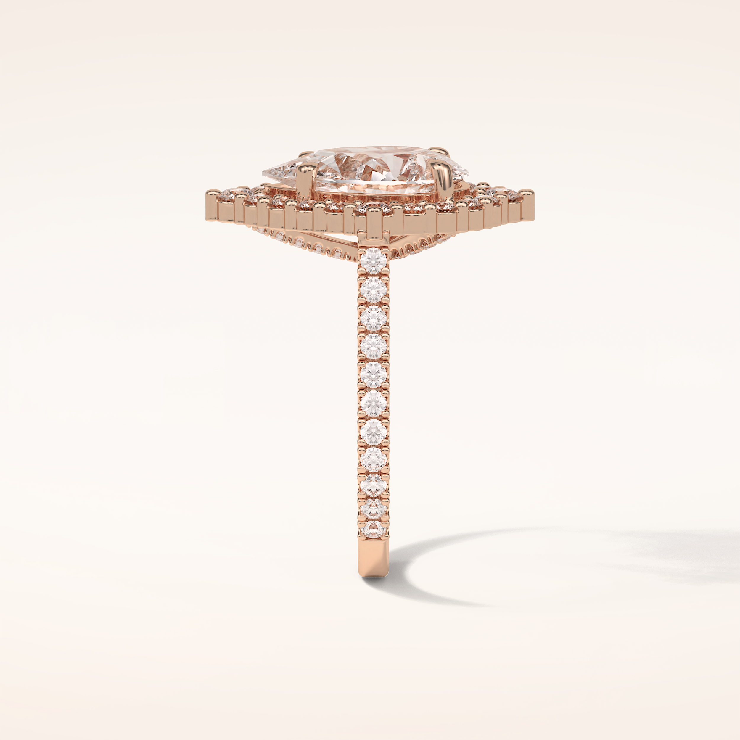 3.1 CT Pear Shaped Cluster & Pave Moissanite Engagement Ring