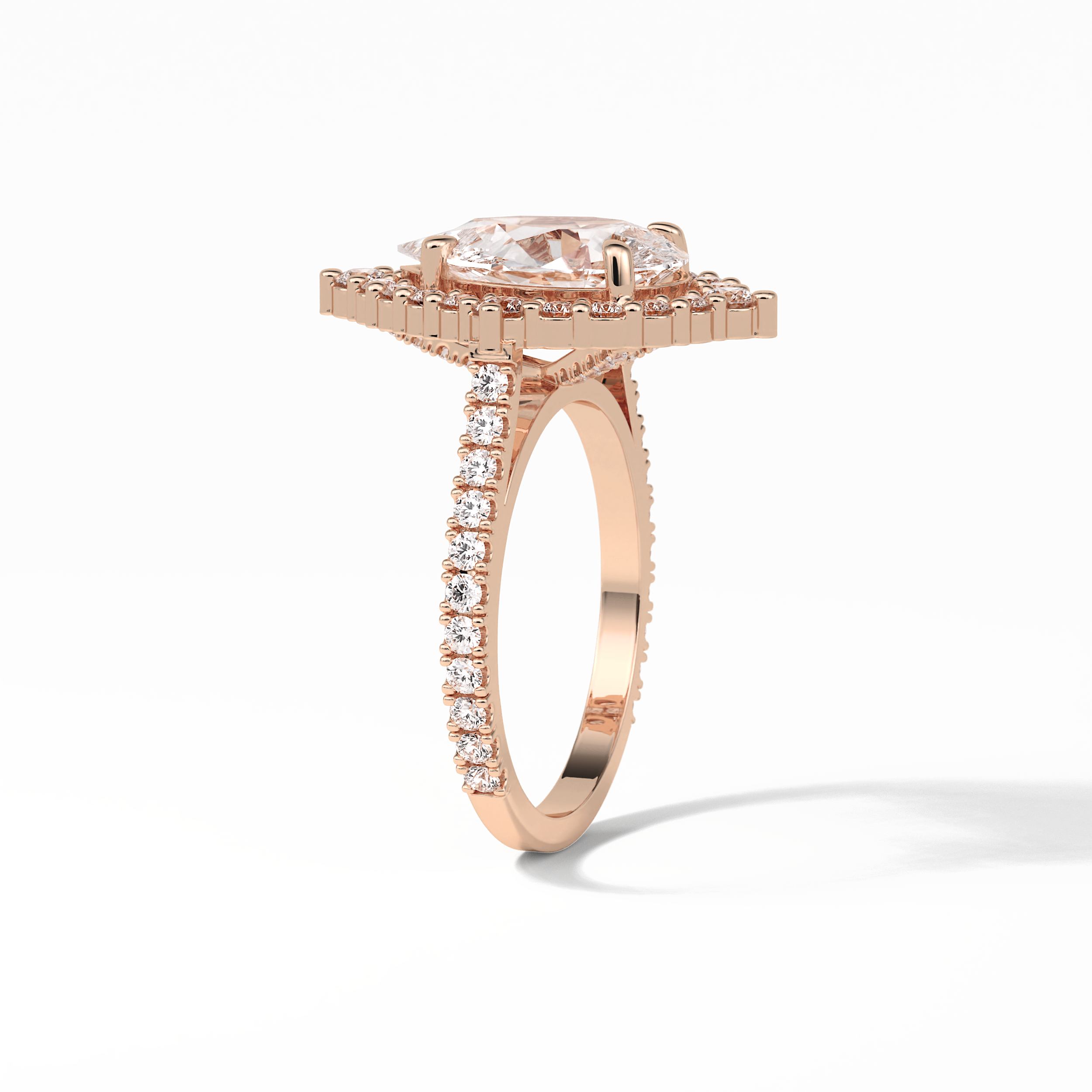 Pear Halo & Pave Lab Grown Diamond Engagement Ring