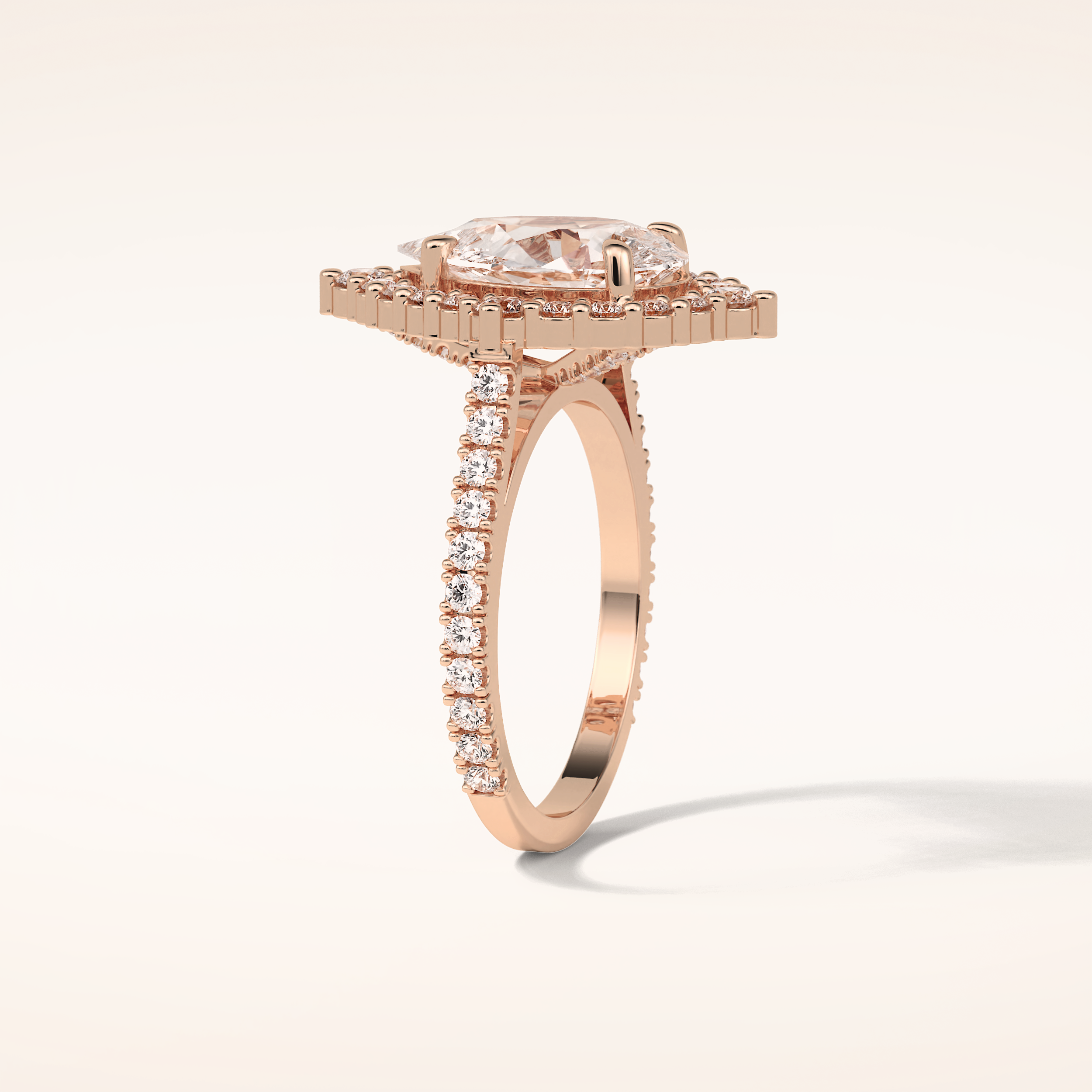 3.1 CT Pear Shaped Cluster & Pave Moissanite Engagement Ring