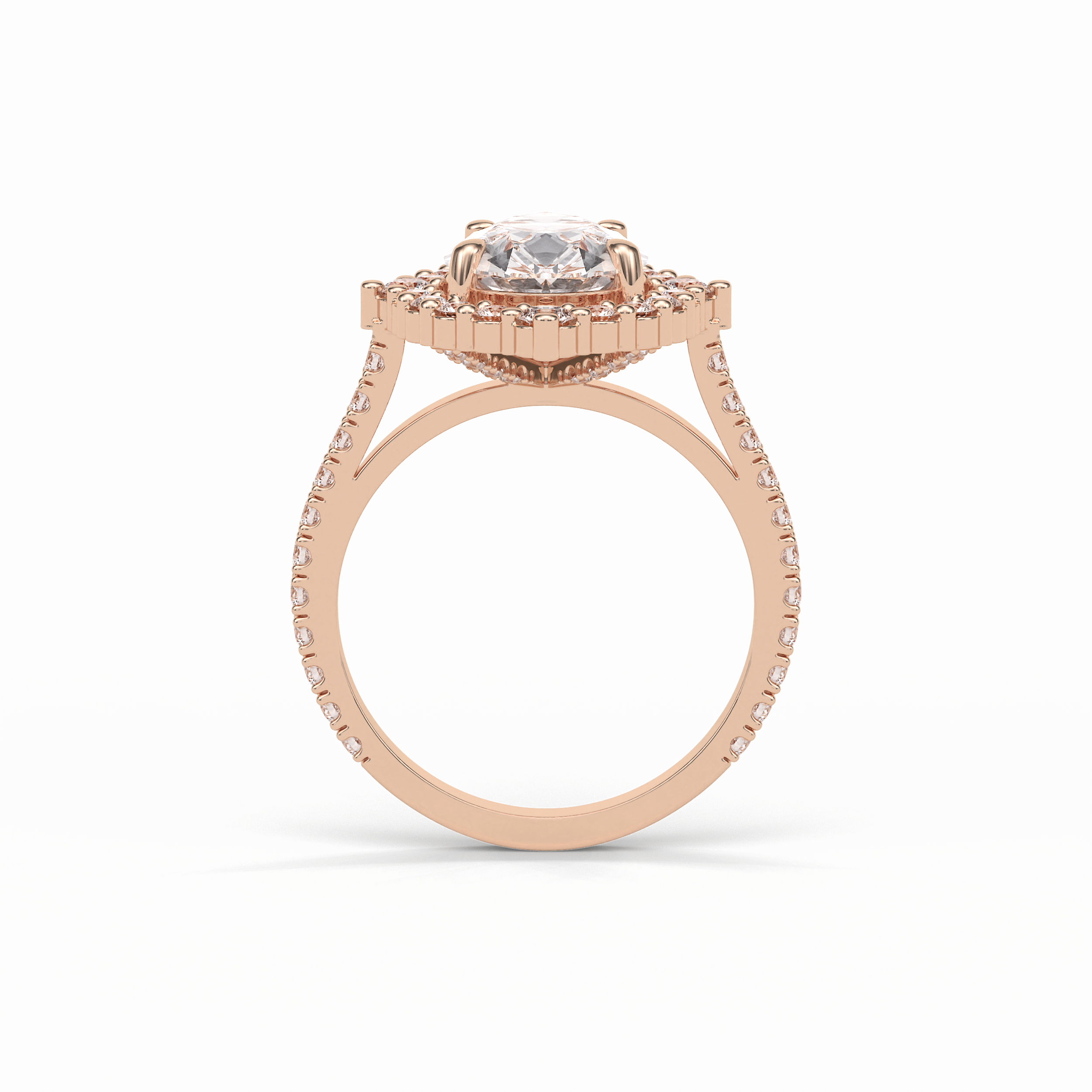 Pear Halo & Pave Lab Grown Diamond Engagement Ring