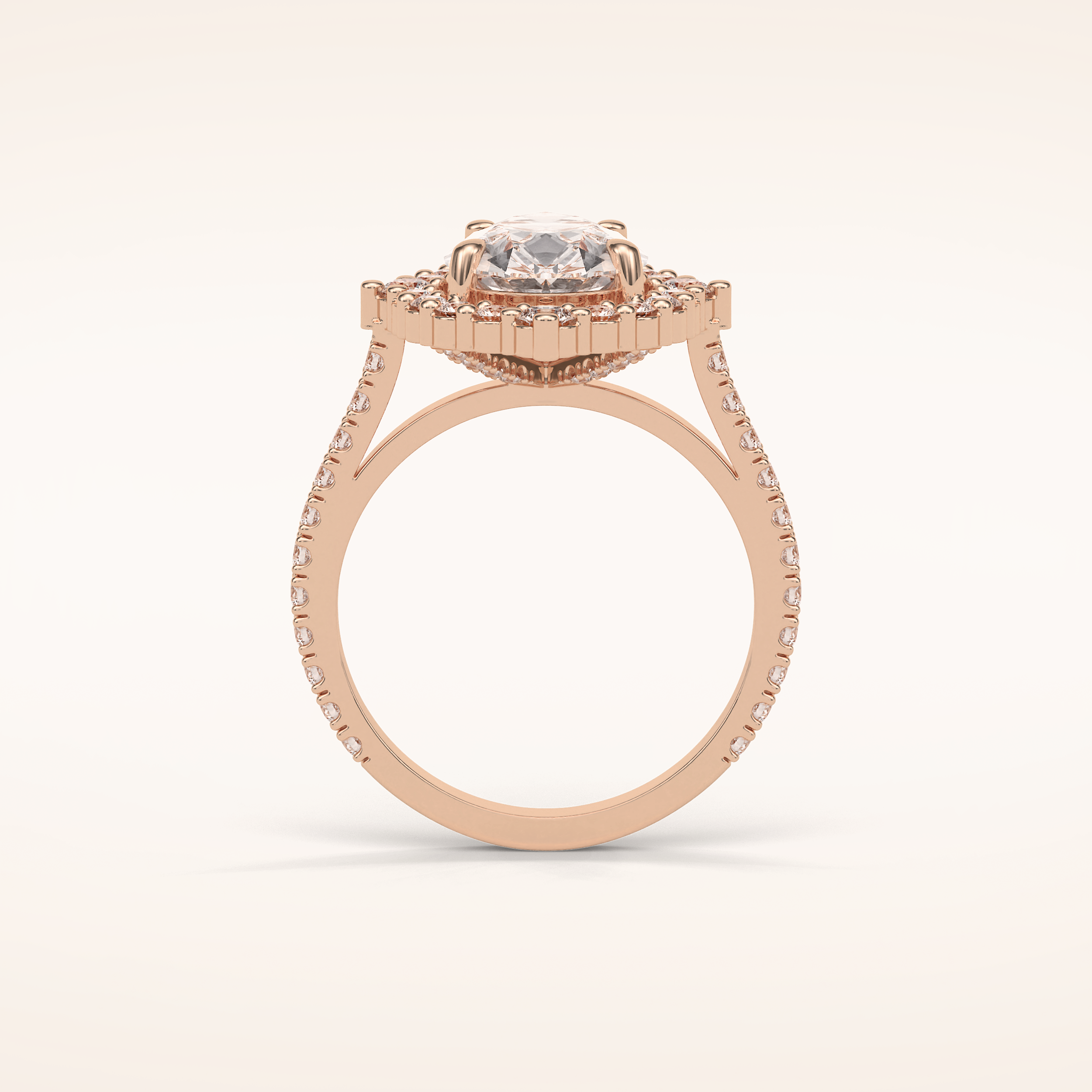 3.1 CT Pear Shaped Cluster & Pave Moissanite Engagement Ring