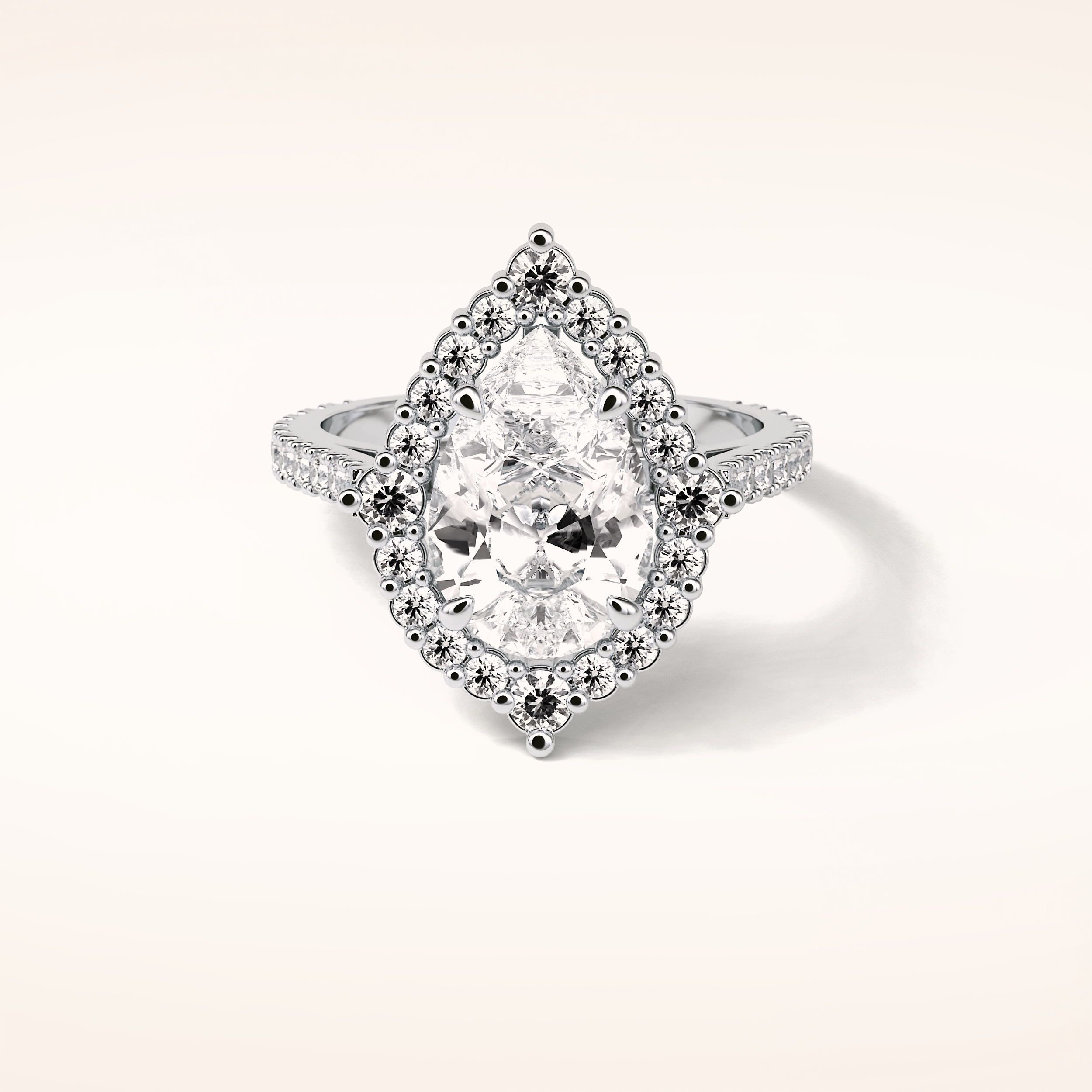 3.1 CT Pear Shaped Cluster & Pave Moissanite Engagement Ring