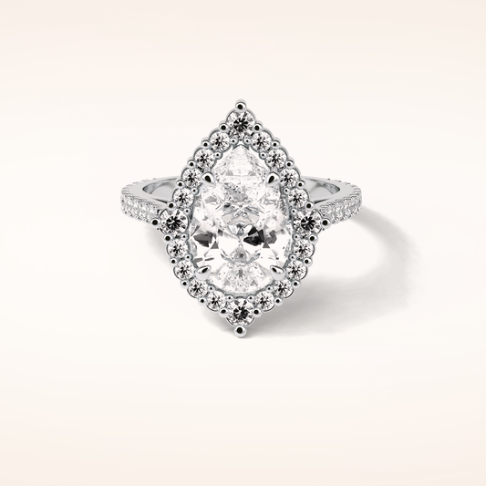 3.1 CT Pear Shaped Cluster & Pave Moissanite Engagement Ring