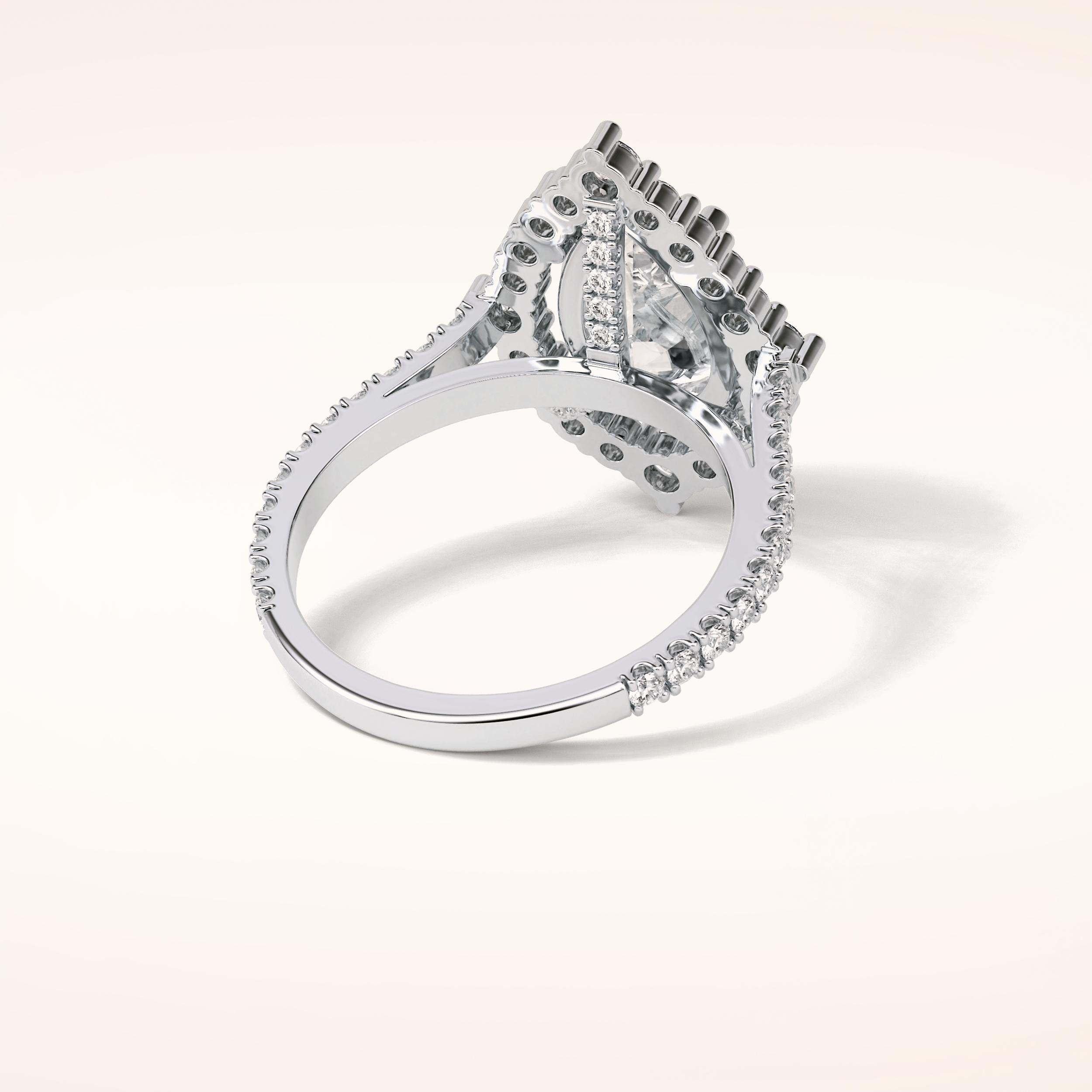 3.1 CT Pear Shaped Cluster & Pave Moissanite Engagement Ring