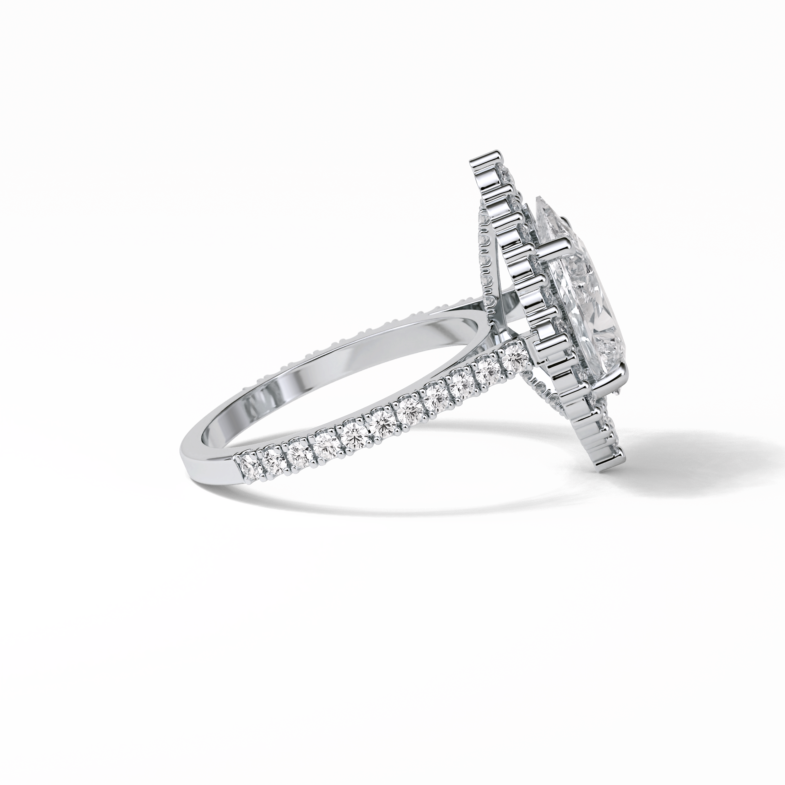 Pear Halo & Pave Lab Grown Diamond Engagement Ring