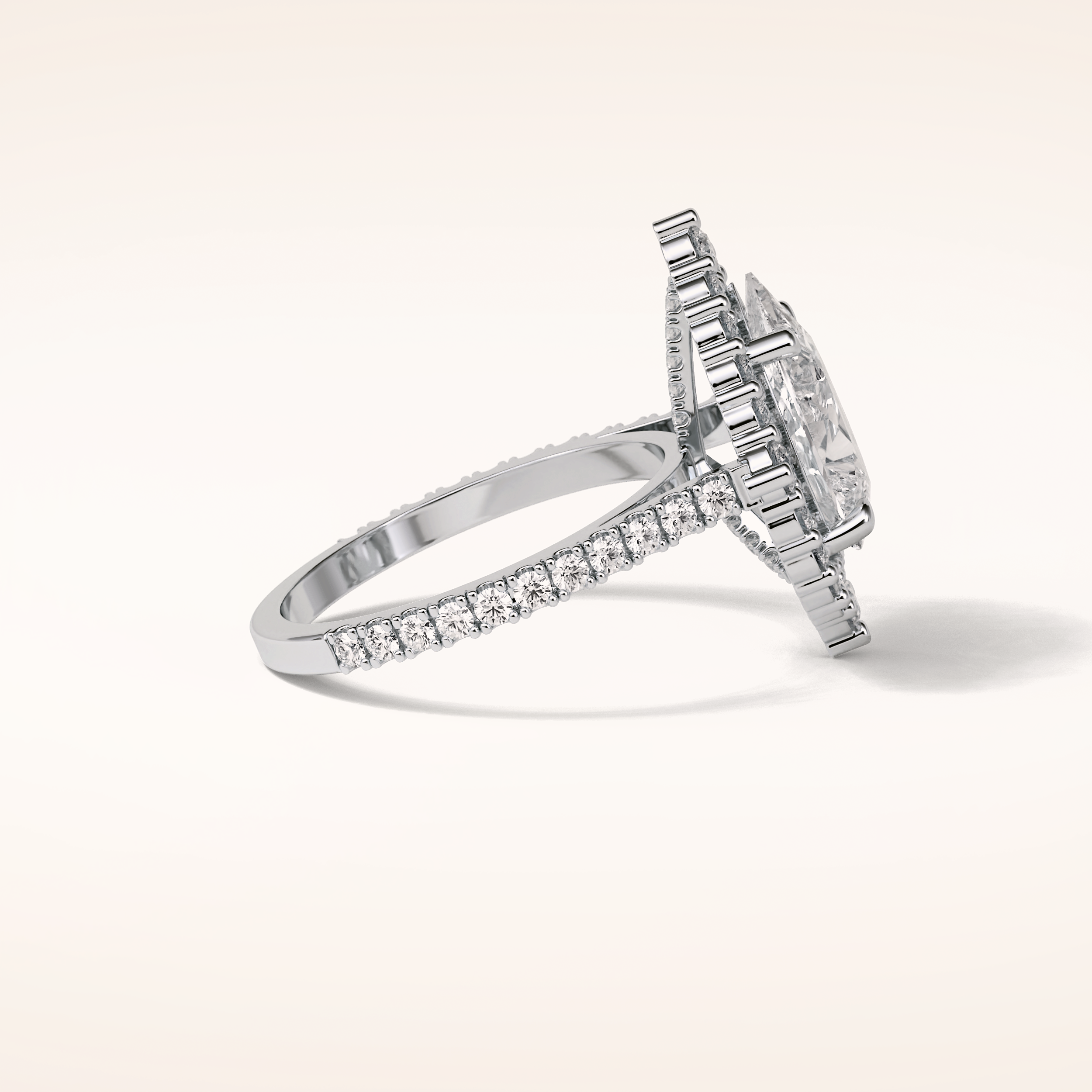 3.1 CT Pear Shaped Cluster & Pave Moissanite Engagement Ring