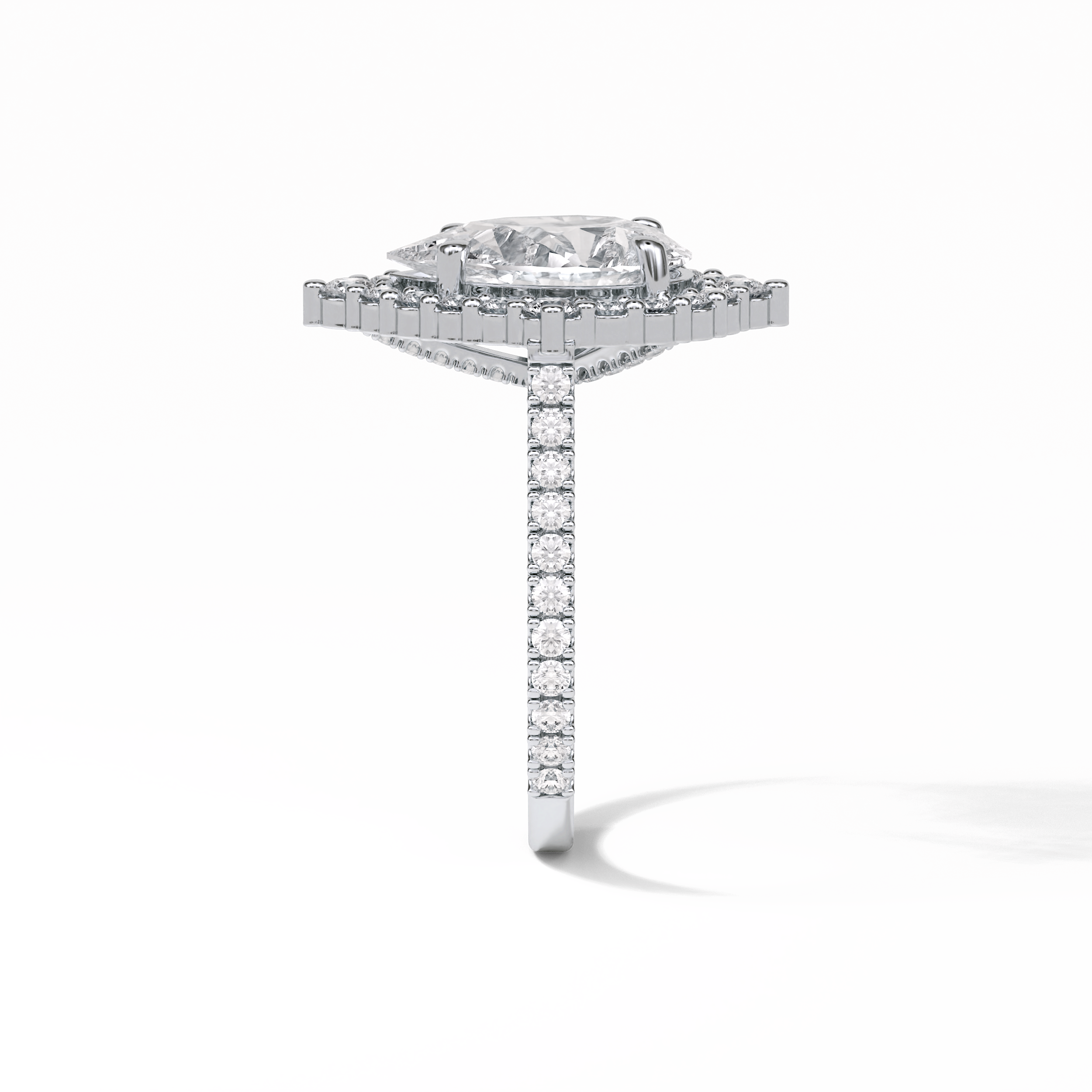 Pear Halo & Pave Lab Grown Diamond Engagement Ring