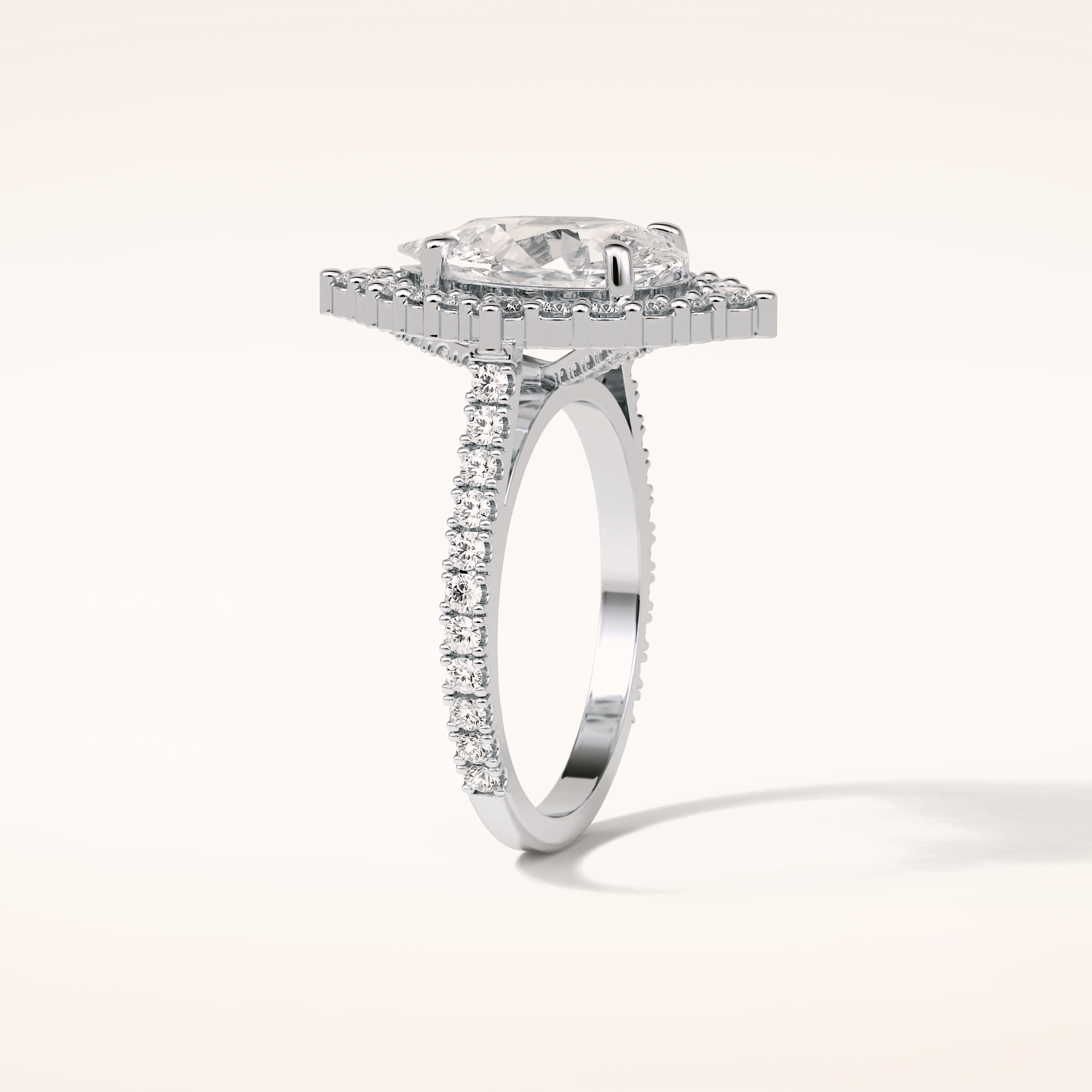 3.1 CT Pear Shaped Cluster & Pave Moissanite Engagement Ring