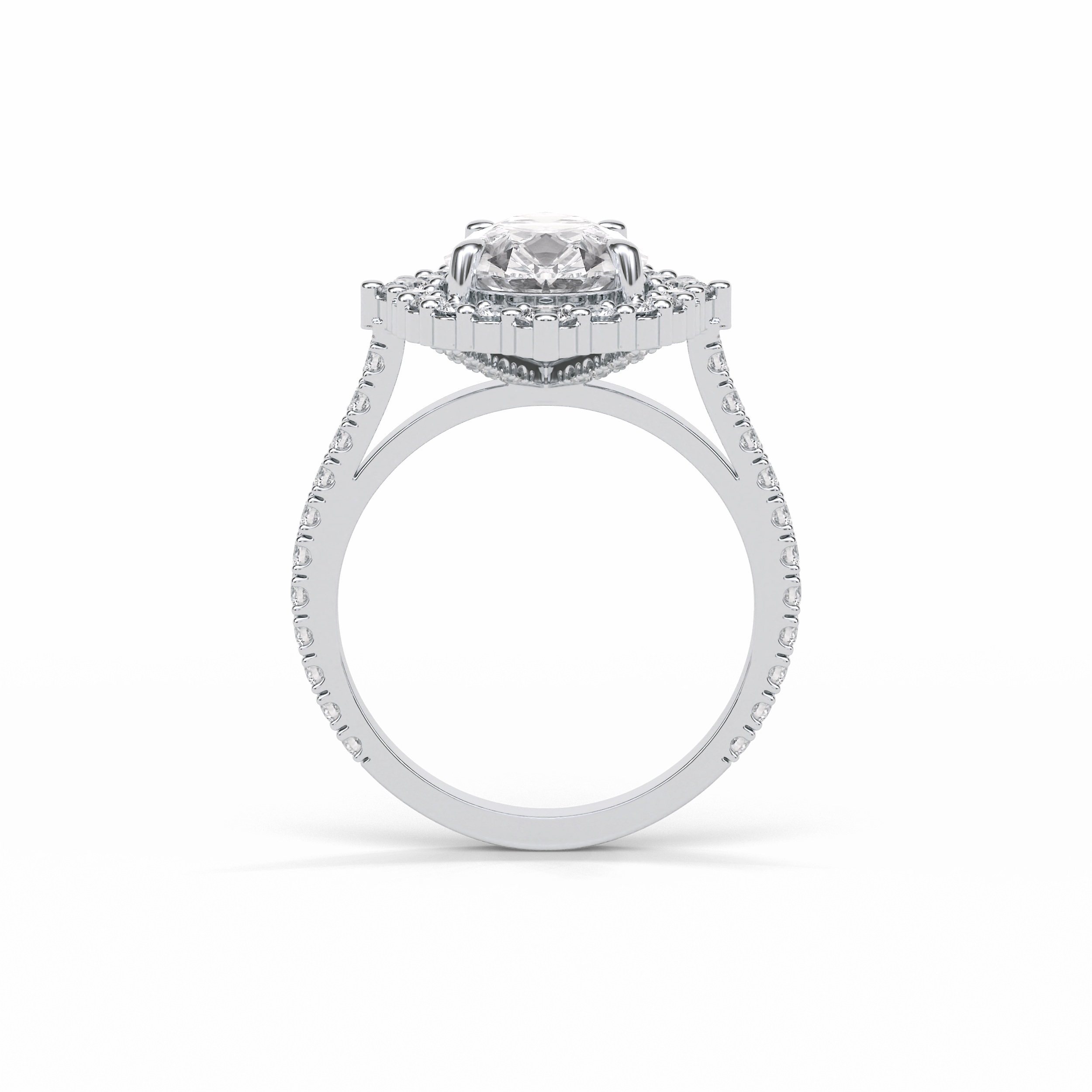 Pear Halo & Pave Lab Grown Diamond Engagement Ring