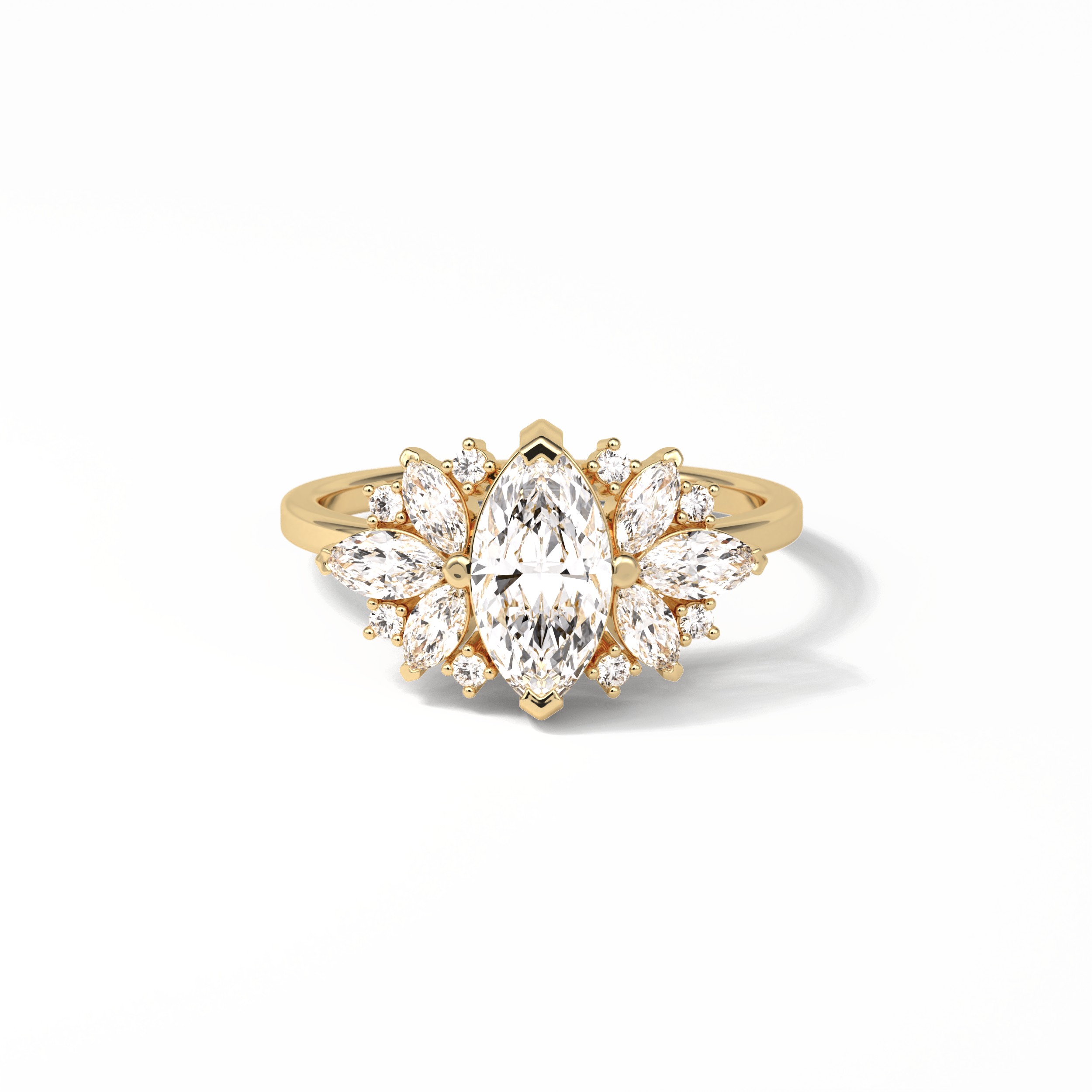Marquise Cluster Lab Grown Diamond Engagement Ring