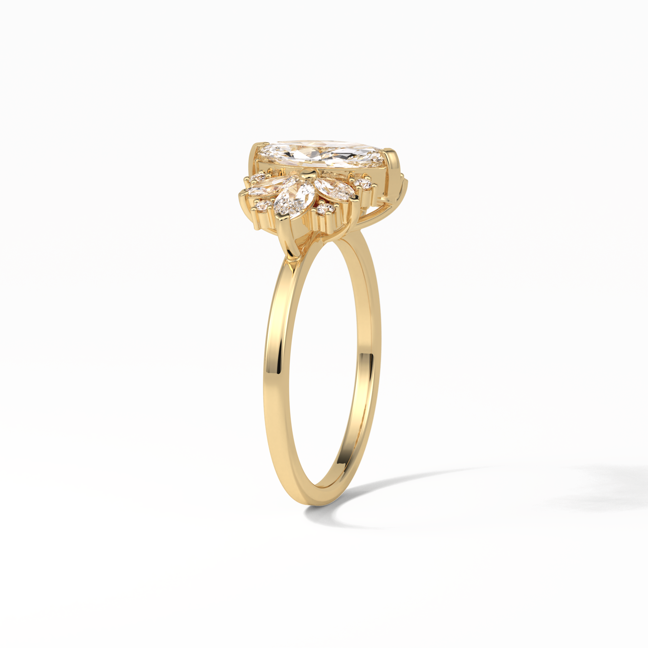 Marquise Cluster Lab Grown Diamond Engagement Ring
