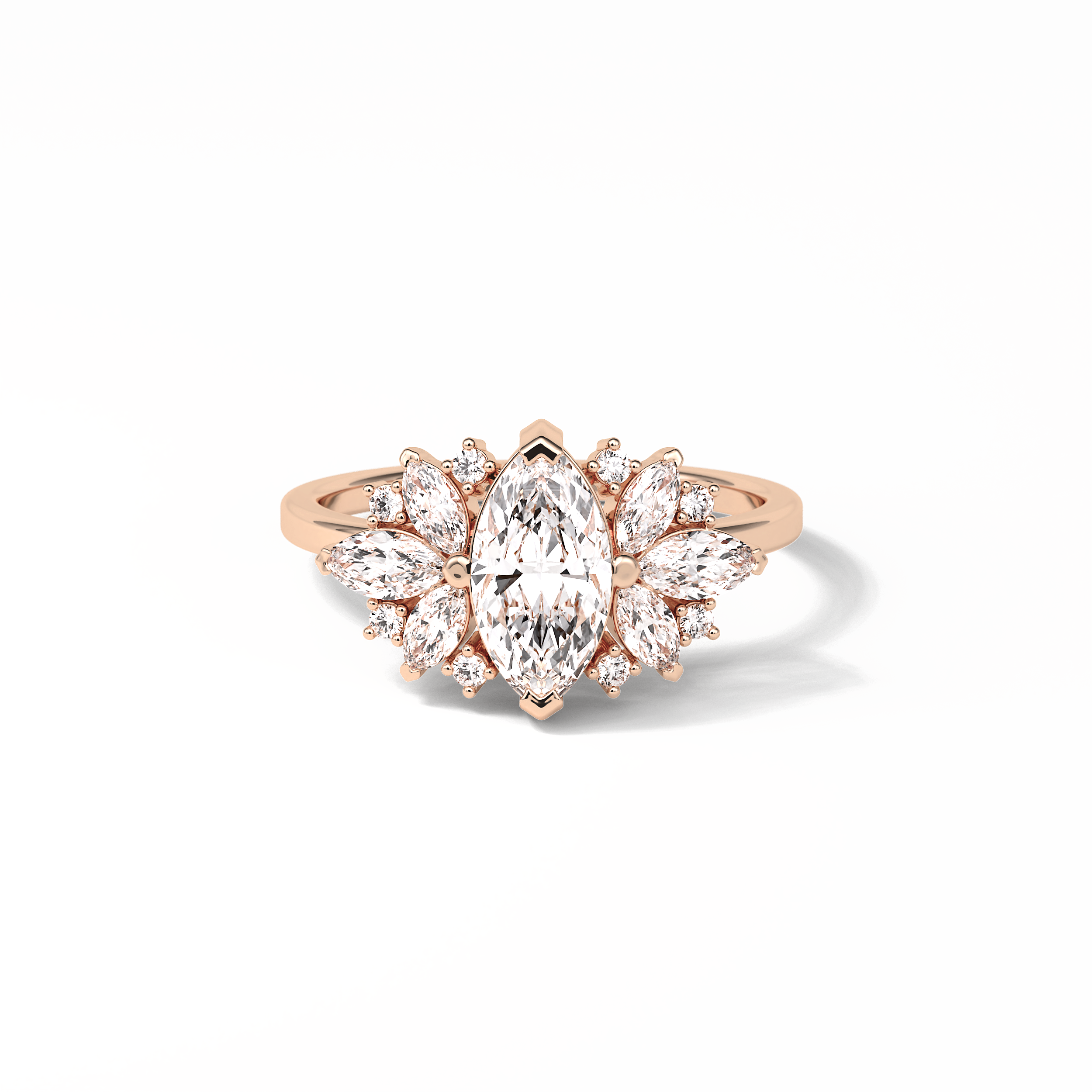 Marquise Cluster Lab Grown Diamond Engagement Ring