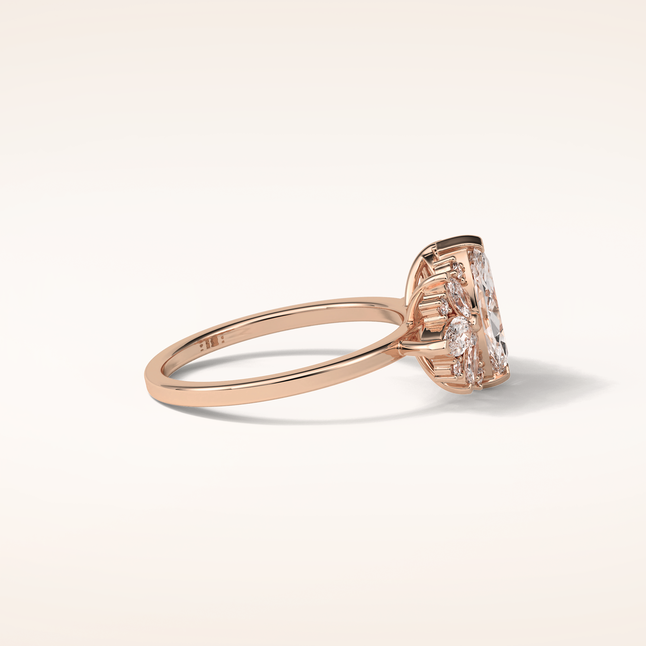 1 CT Marquise Shaped Cluster Moissanite Engagement Ring