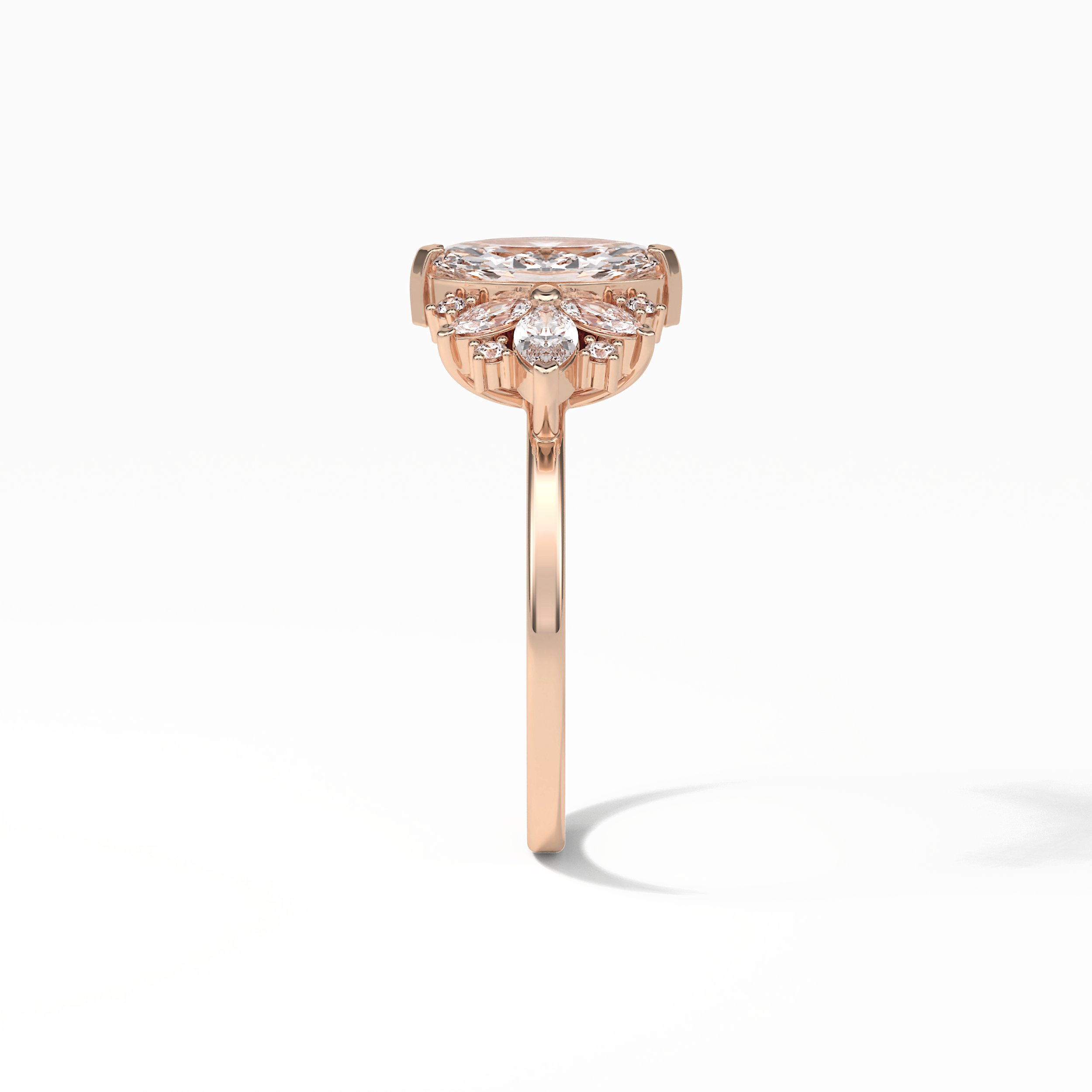 Marquise Cluster Lab Grown Diamond Engagement Ring