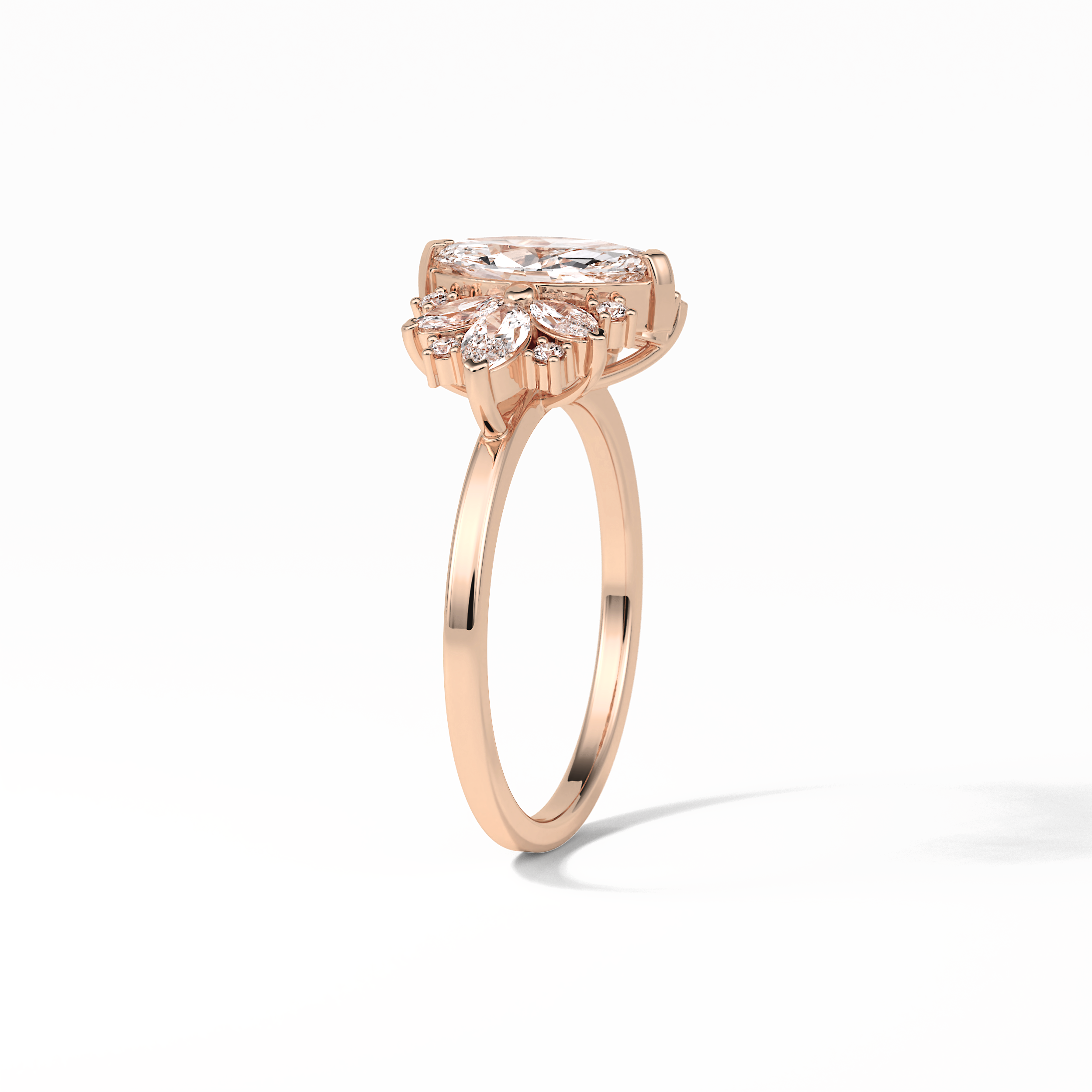 Marquise Cluster Lab Grown Diamond Engagement Ring