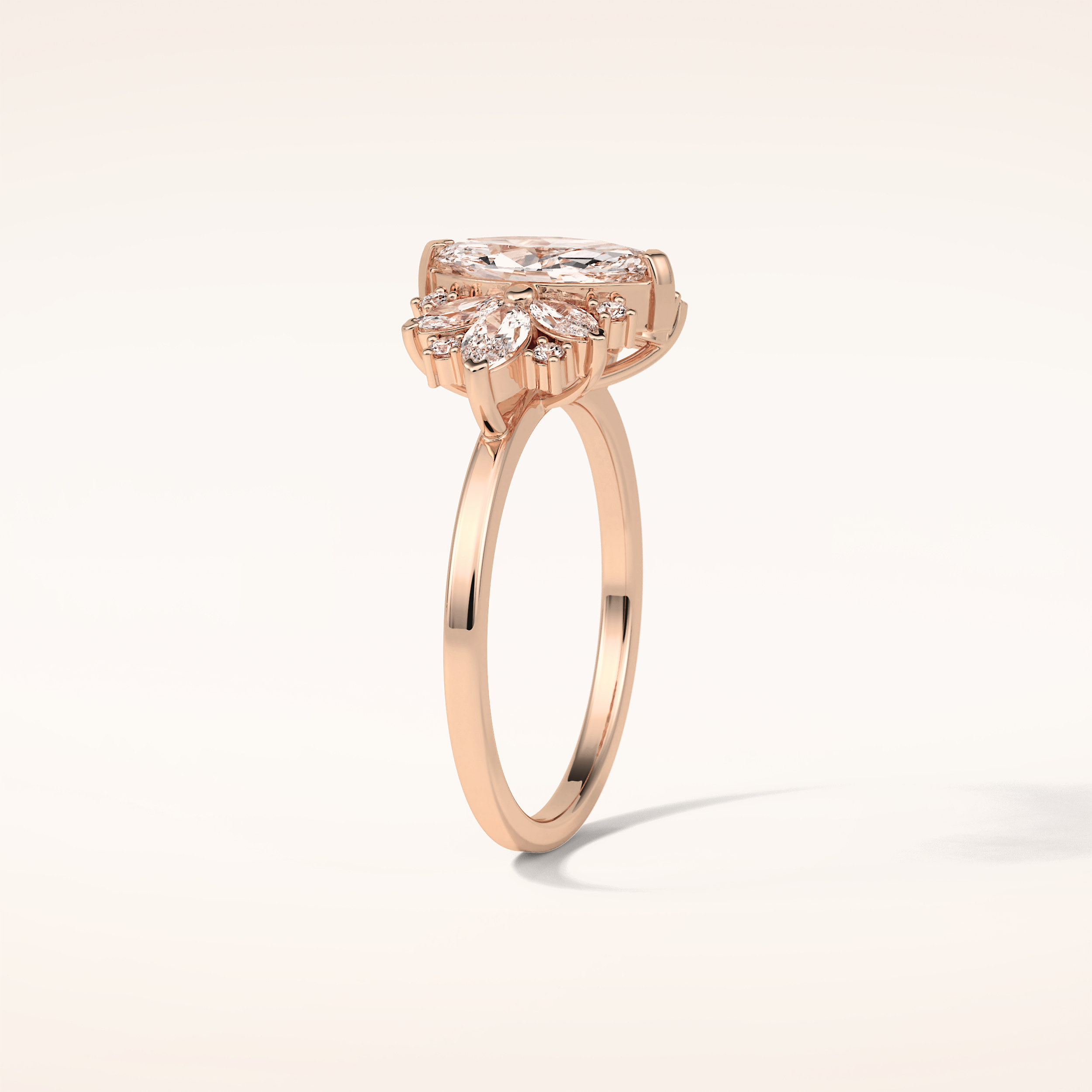 1 CT Marquise Shaped Cluster Moissanite Engagement Ring