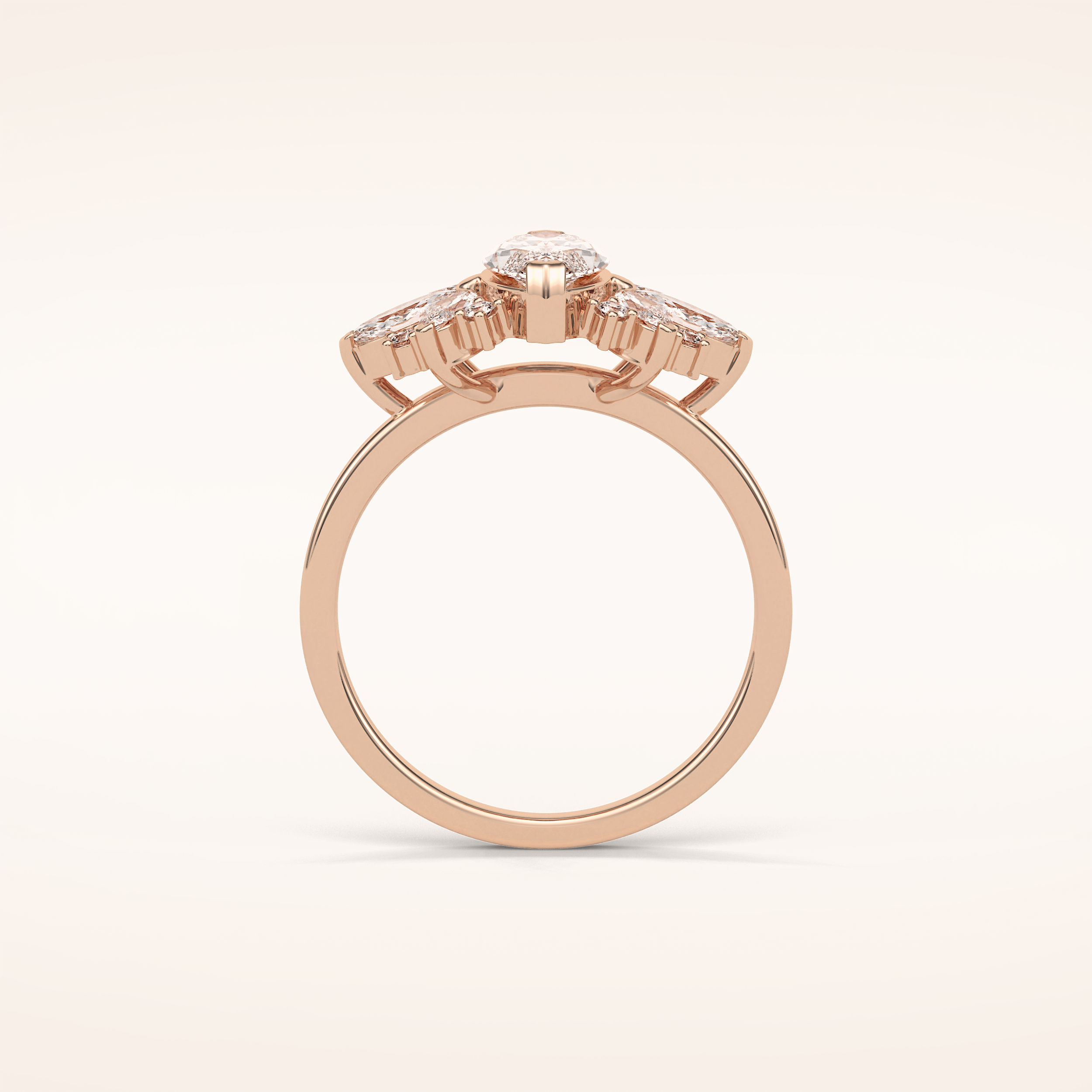 1 CT Marquise Shaped Cluster Moissanite Engagement Ring