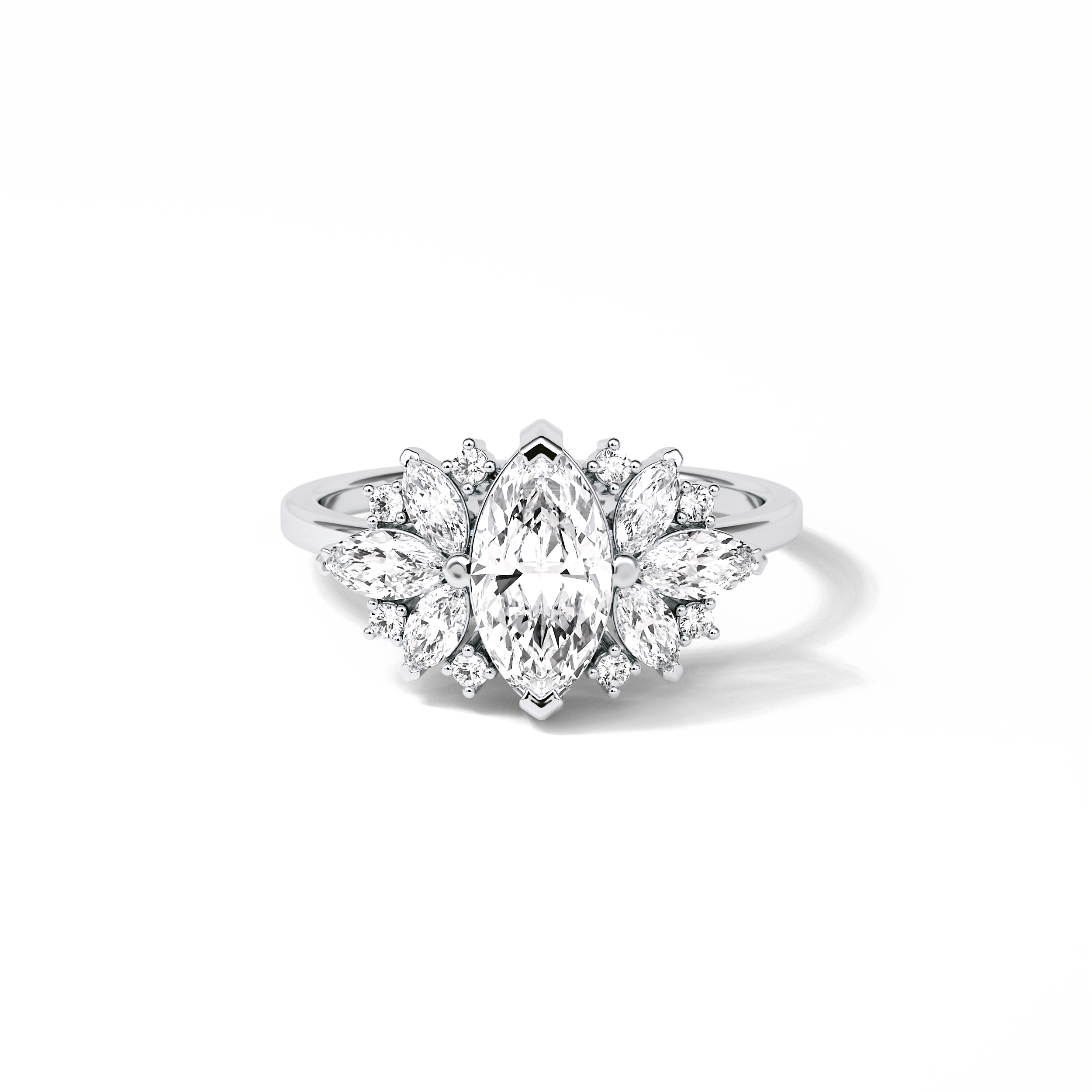 Marquise Cluster Lab Grown Diamond Engagement Ring