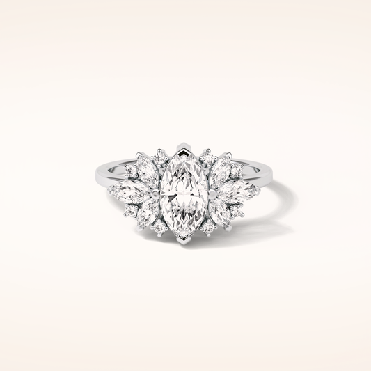 1 CT Marquise Shaped Cluster Moissanite Engagement Ring