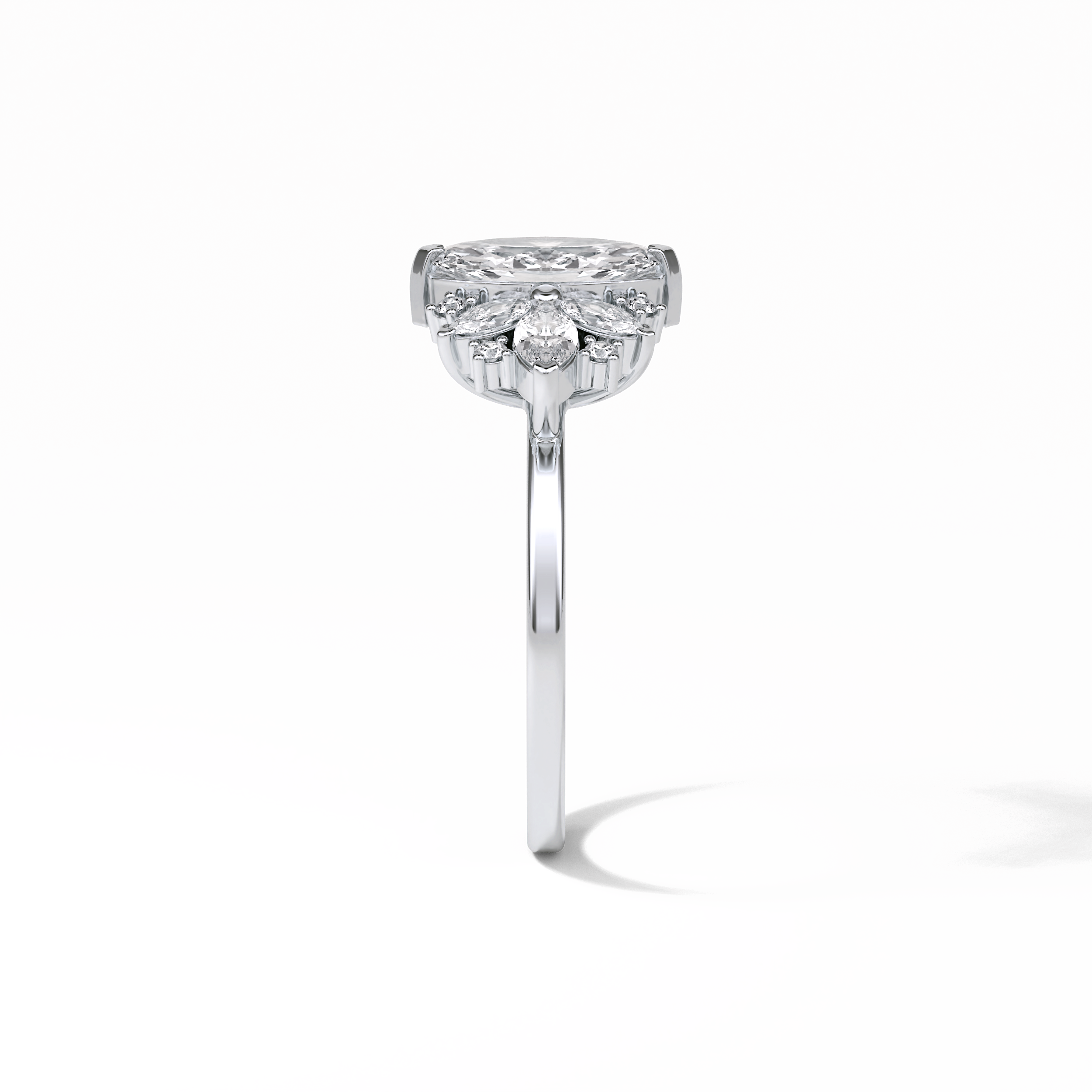 Marquise Cluster Lab Grown Diamond Engagement Ring