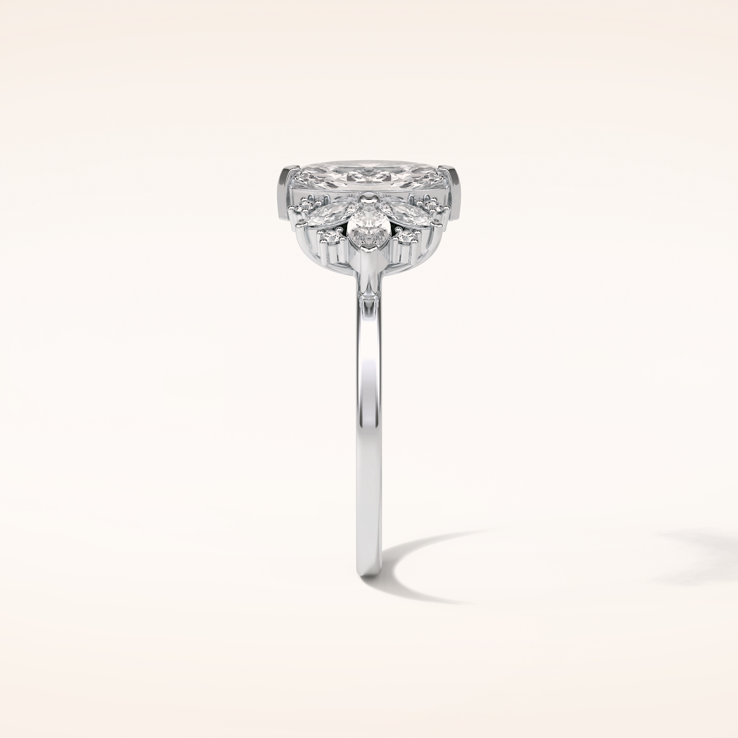 1 CT Marquise Shaped Cluster Moissanite Engagement Ring