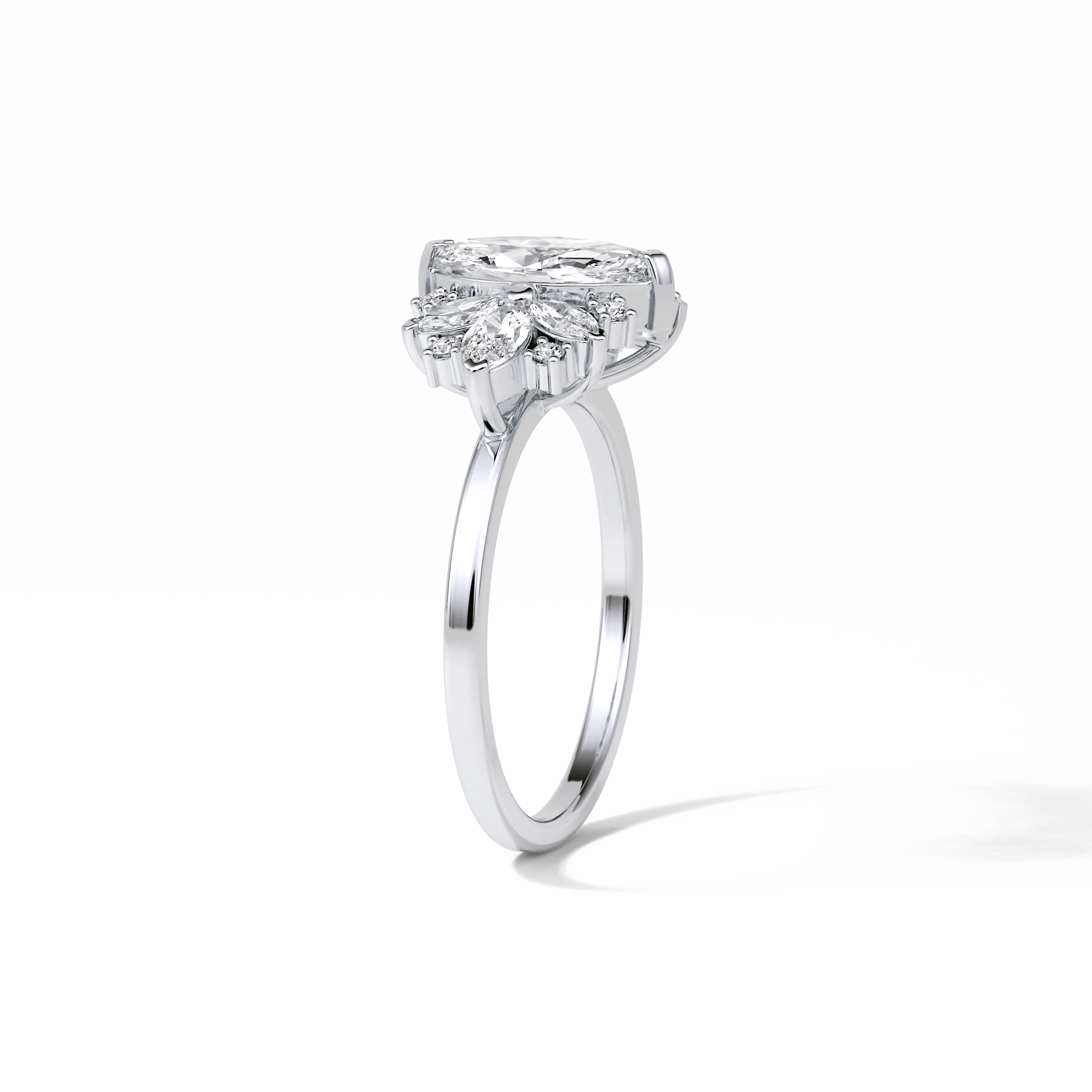 Marquise Cluster Lab Grown Diamond Engagement Ring