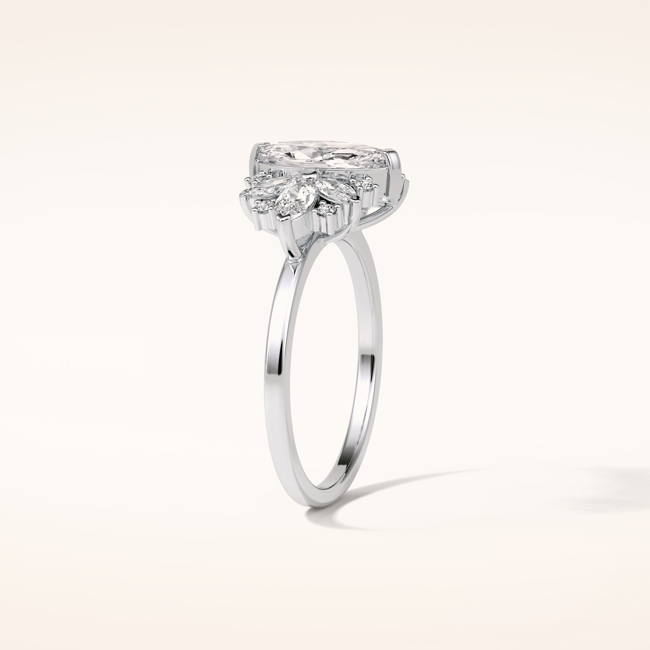 1 CT Marquise Shaped Cluster Moissanite Engagement Ring