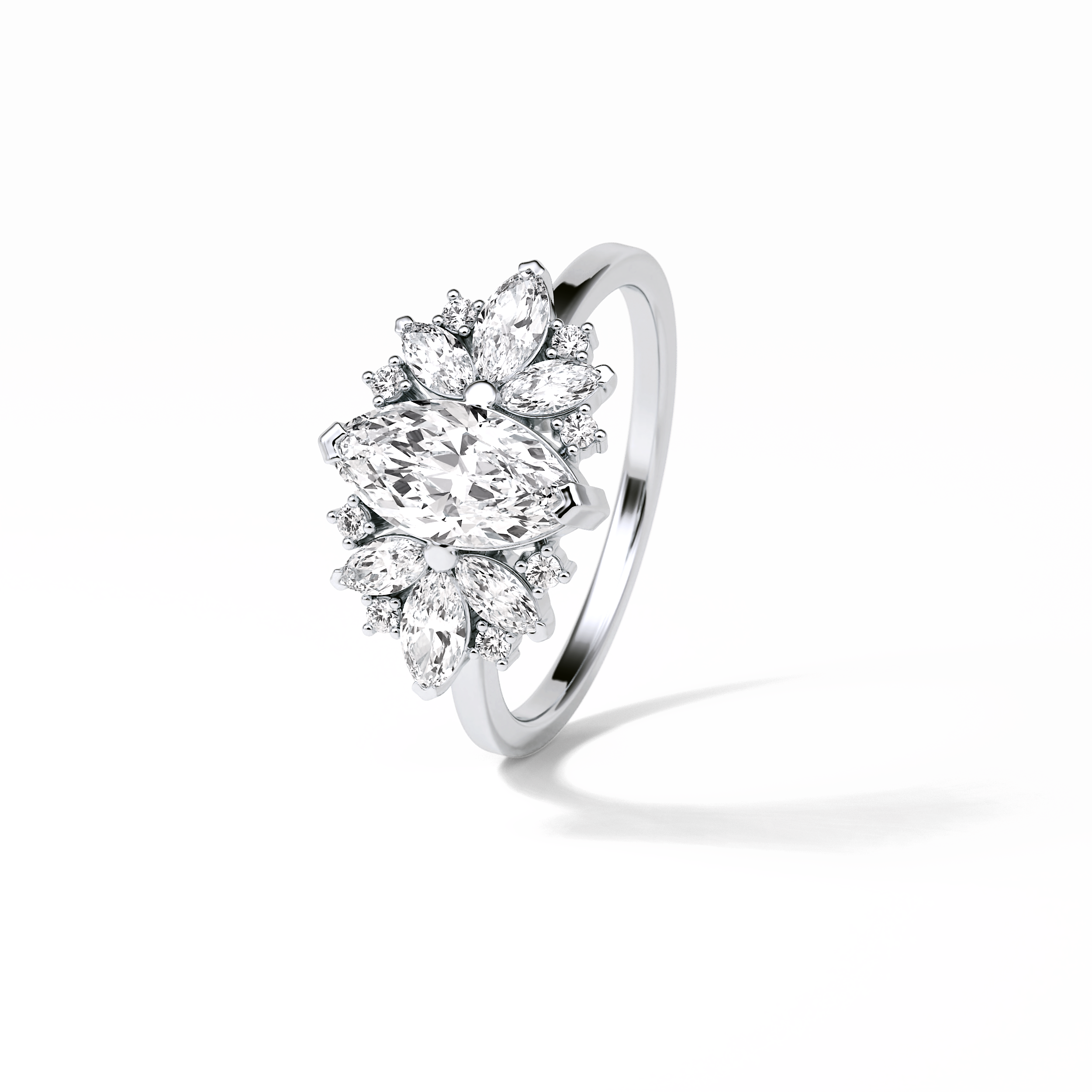 Marquise Cluster Lab Grown Diamond Engagement Ring